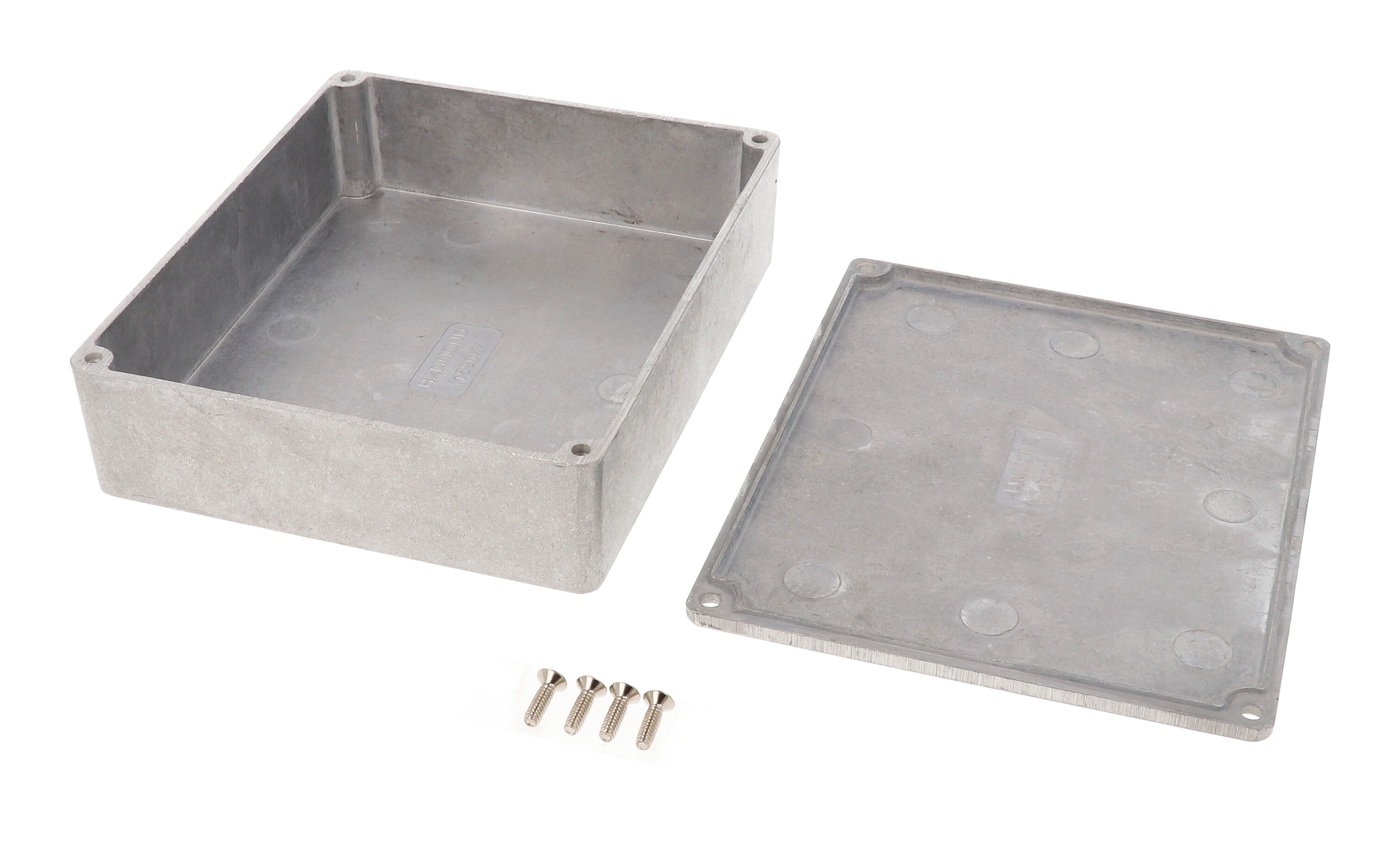 1590XX natural diecast aluminum low-profile enclosure, 145 x 121 x 39 mm