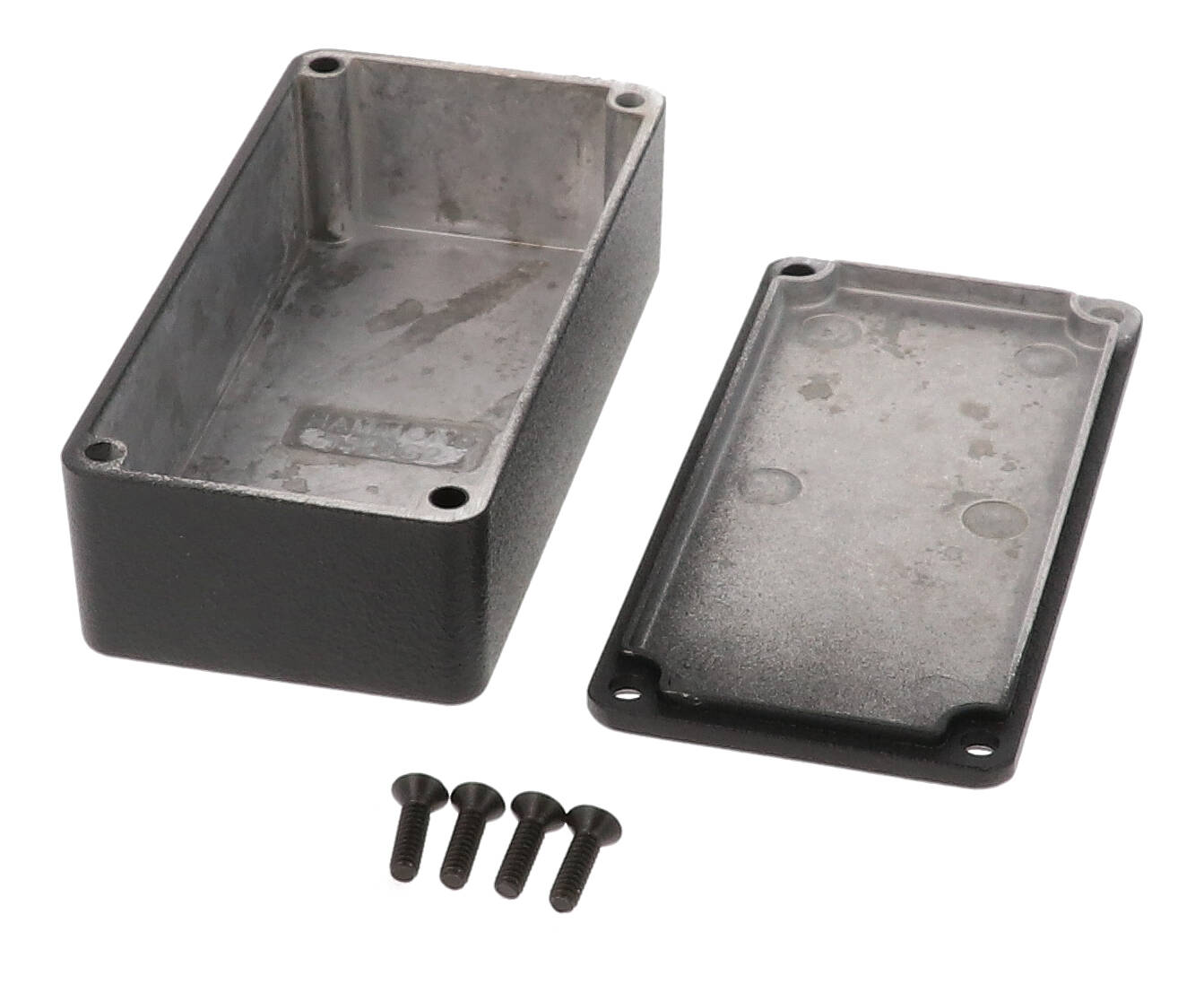 1590G2BK textured black diecast aluminum enclosure, 100 x 50 x 31 mm