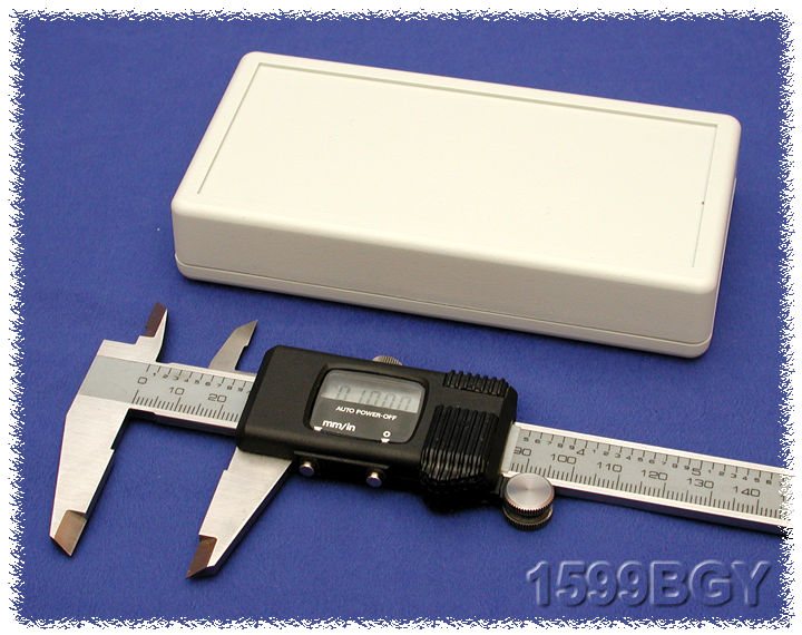 1599BGY light gray flame retardant ABS handheld enclosure, 130 x 65 mm