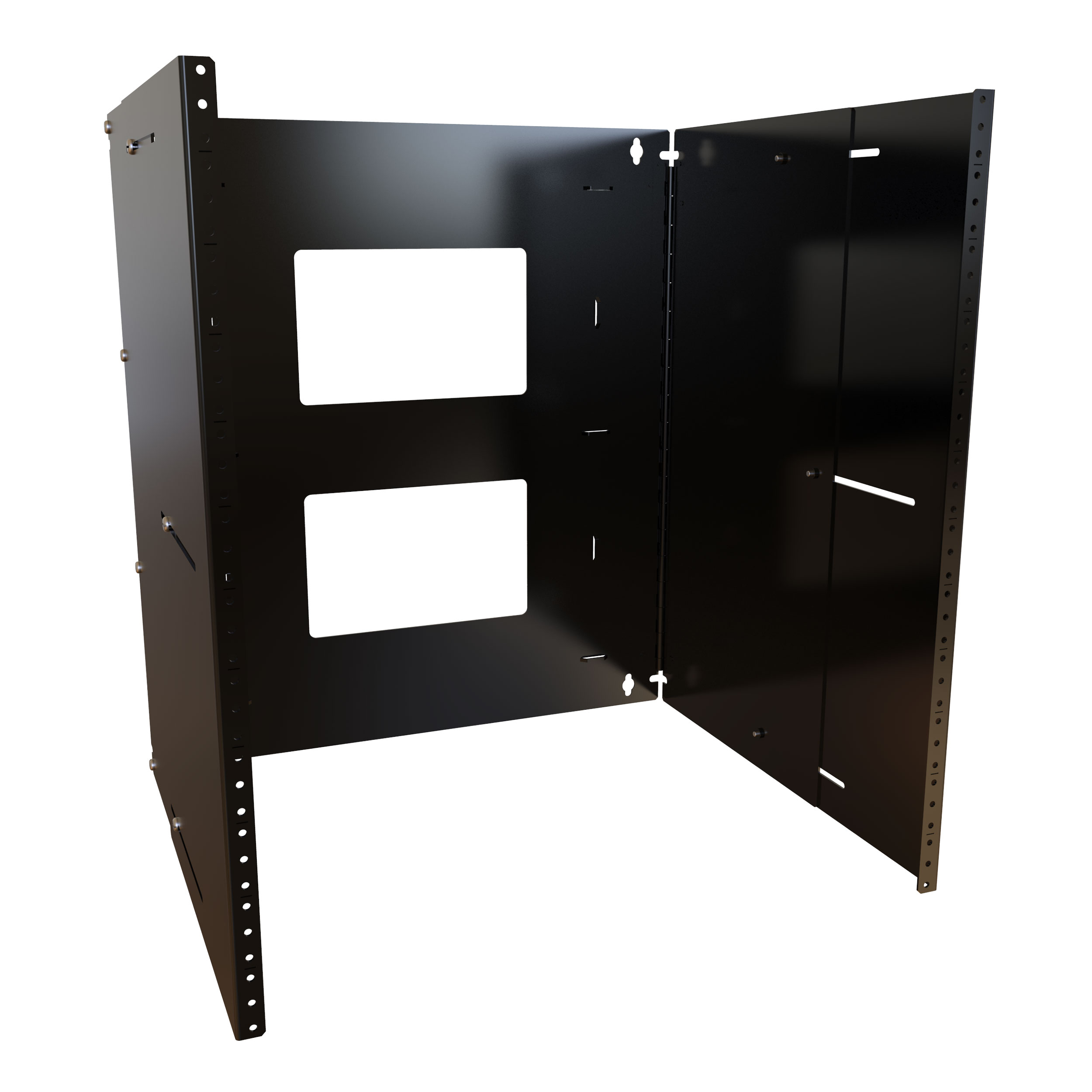 12U Adjustable Depth Hinged Wall Rack, 100 lb