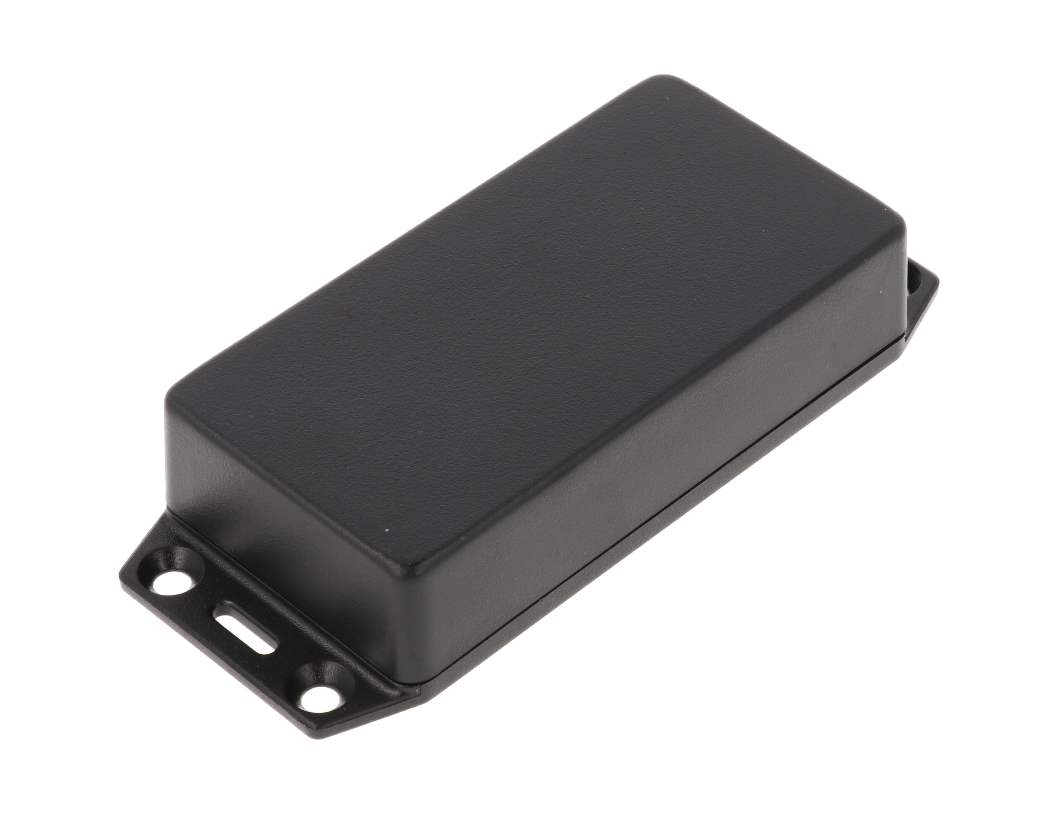 1591XXAFLBK black flame retardant ABS enclosure with integrated flanged mounting lid