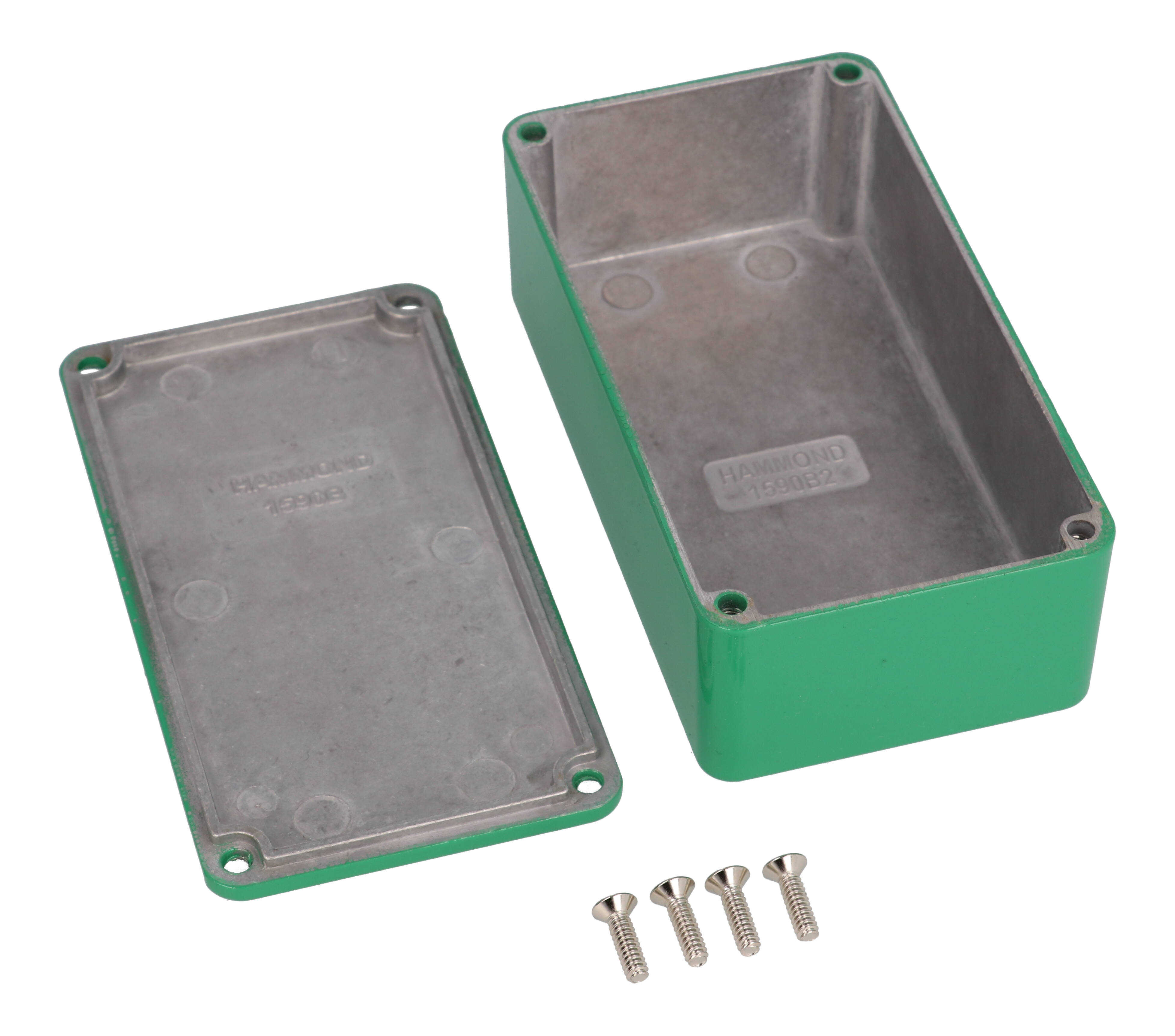 1590B2GR green powder coated 1590B2 diecast aluminum stomp box enclosure