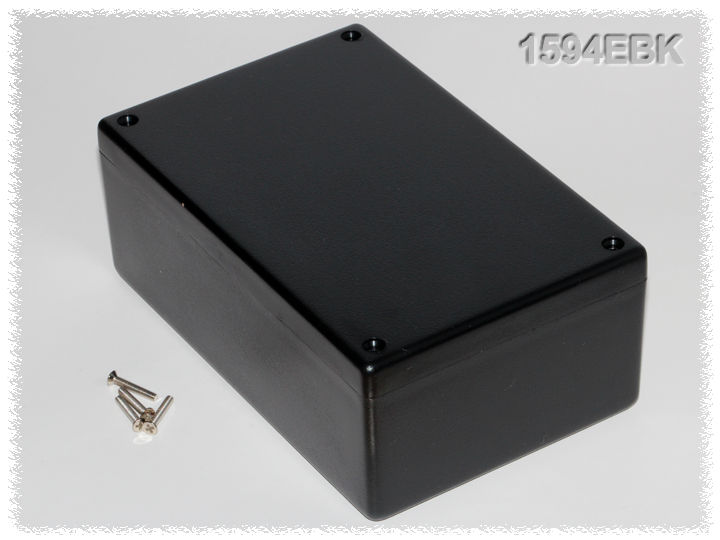 1594EBK black flame retardant ABS enclosure with lid, 167 x 107 x 65 mm