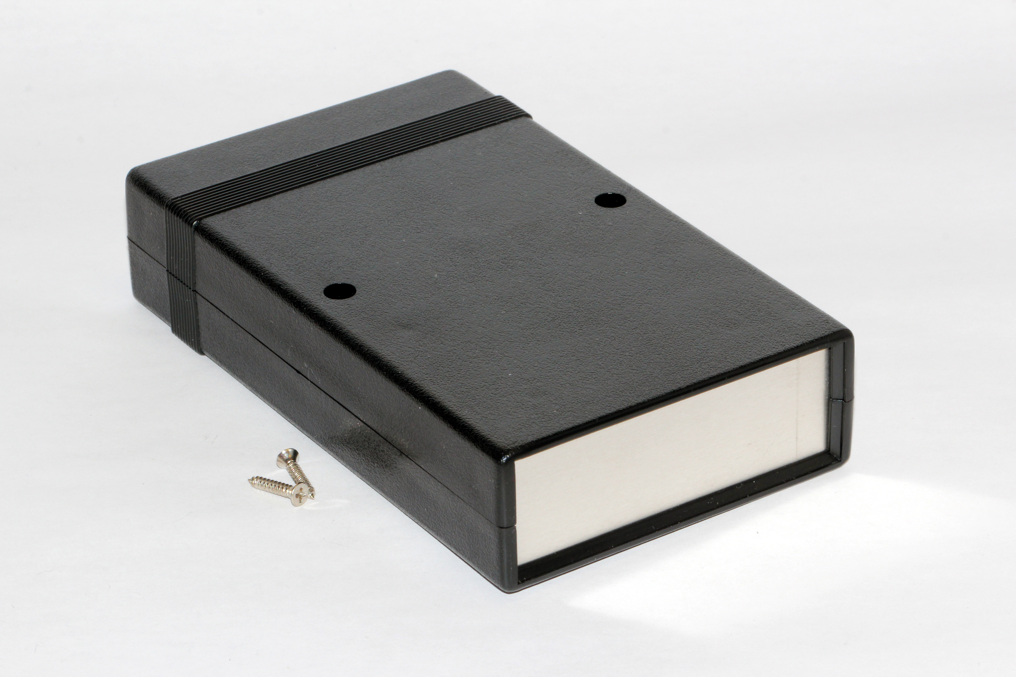 1598ABK black flame retardant ABS instrument enclosure with brushed aluminum end panels