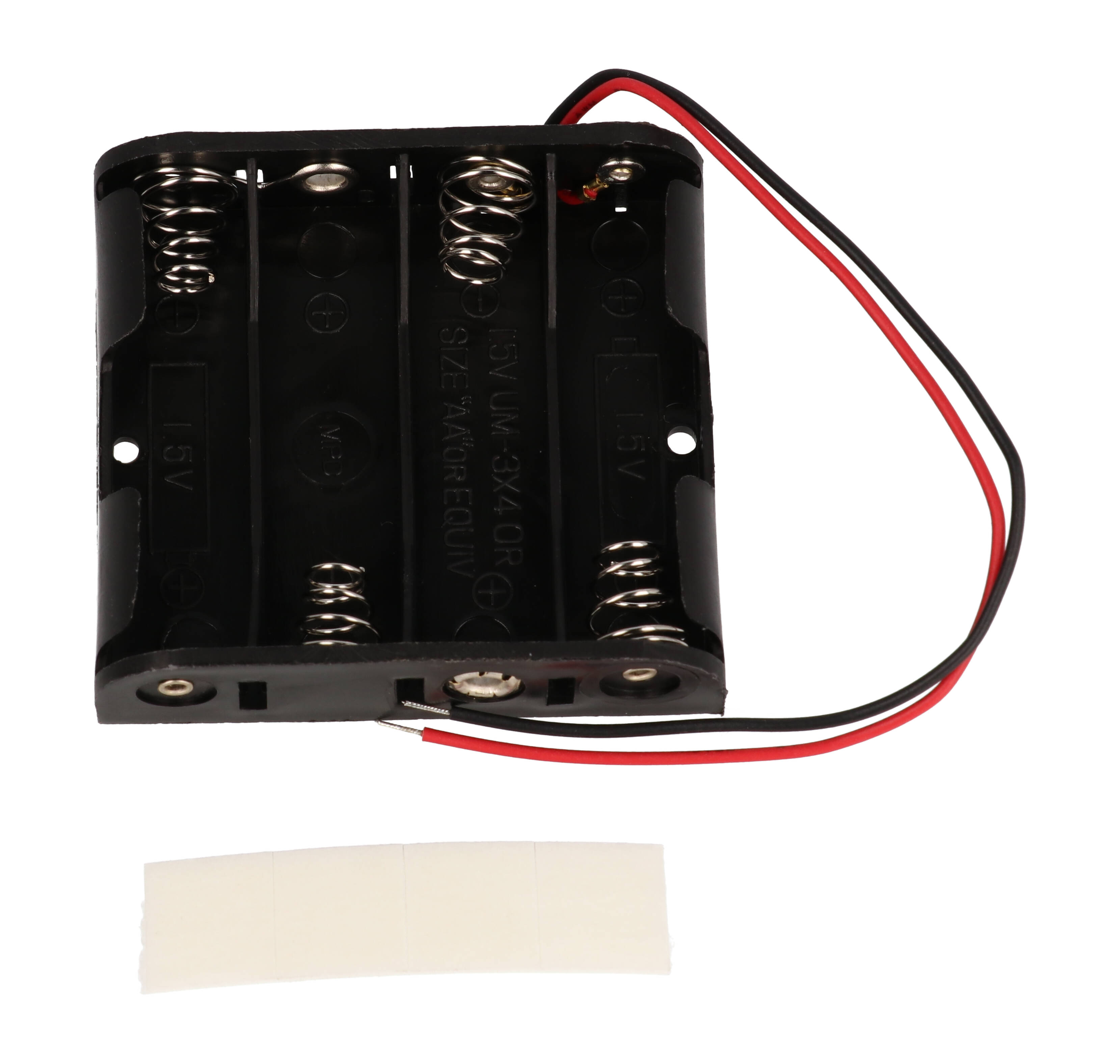 BH4AAW black four-cell AA battery holder with wire leads