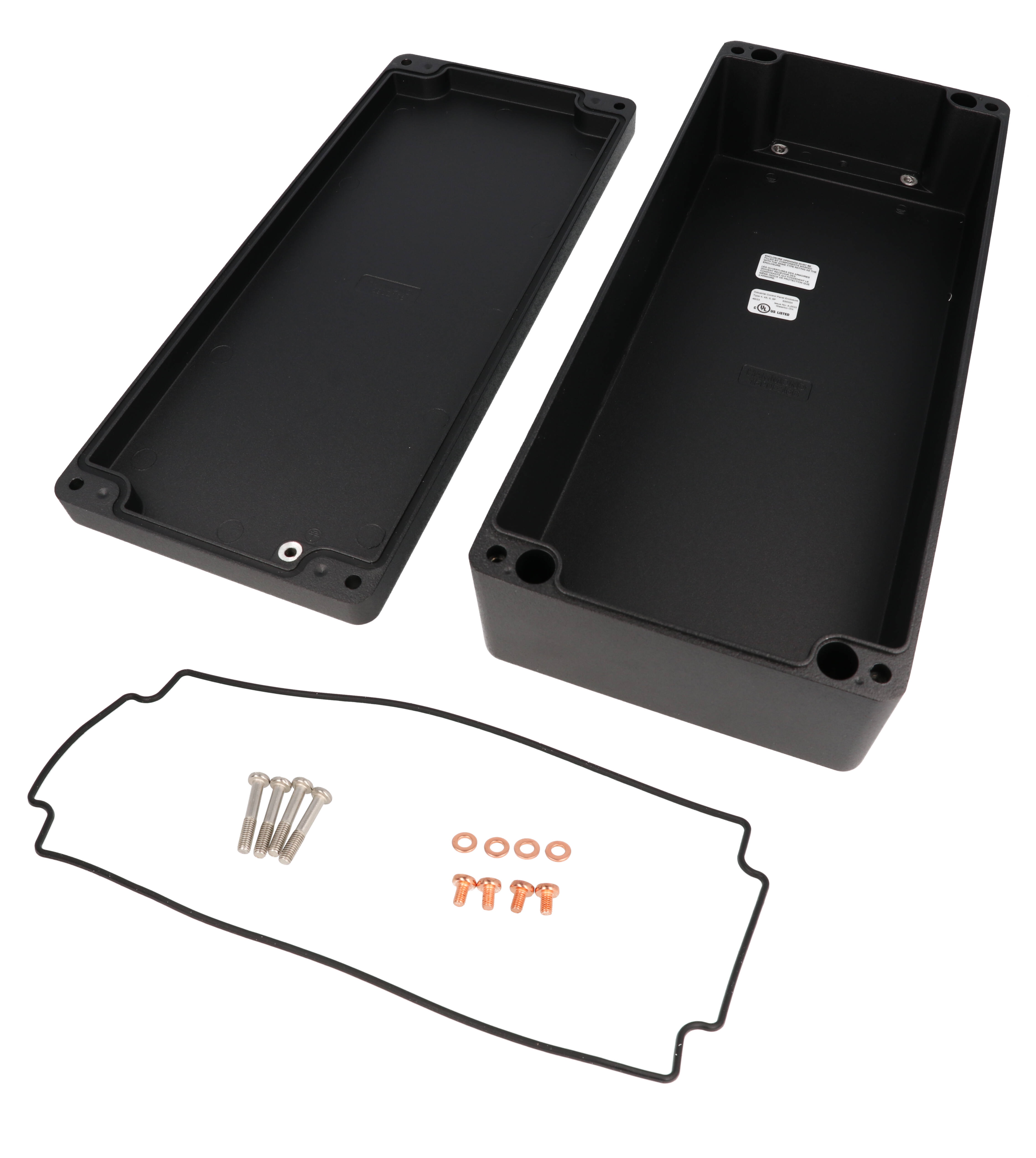 1590Z166BK textured black diecast aluminum enclosure, 360 x 160 x 90 mm