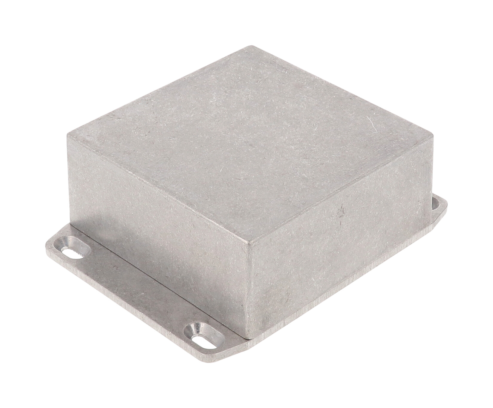 1590YFL natural square diecast aluminum enclosure with wall-mounting flanged lid