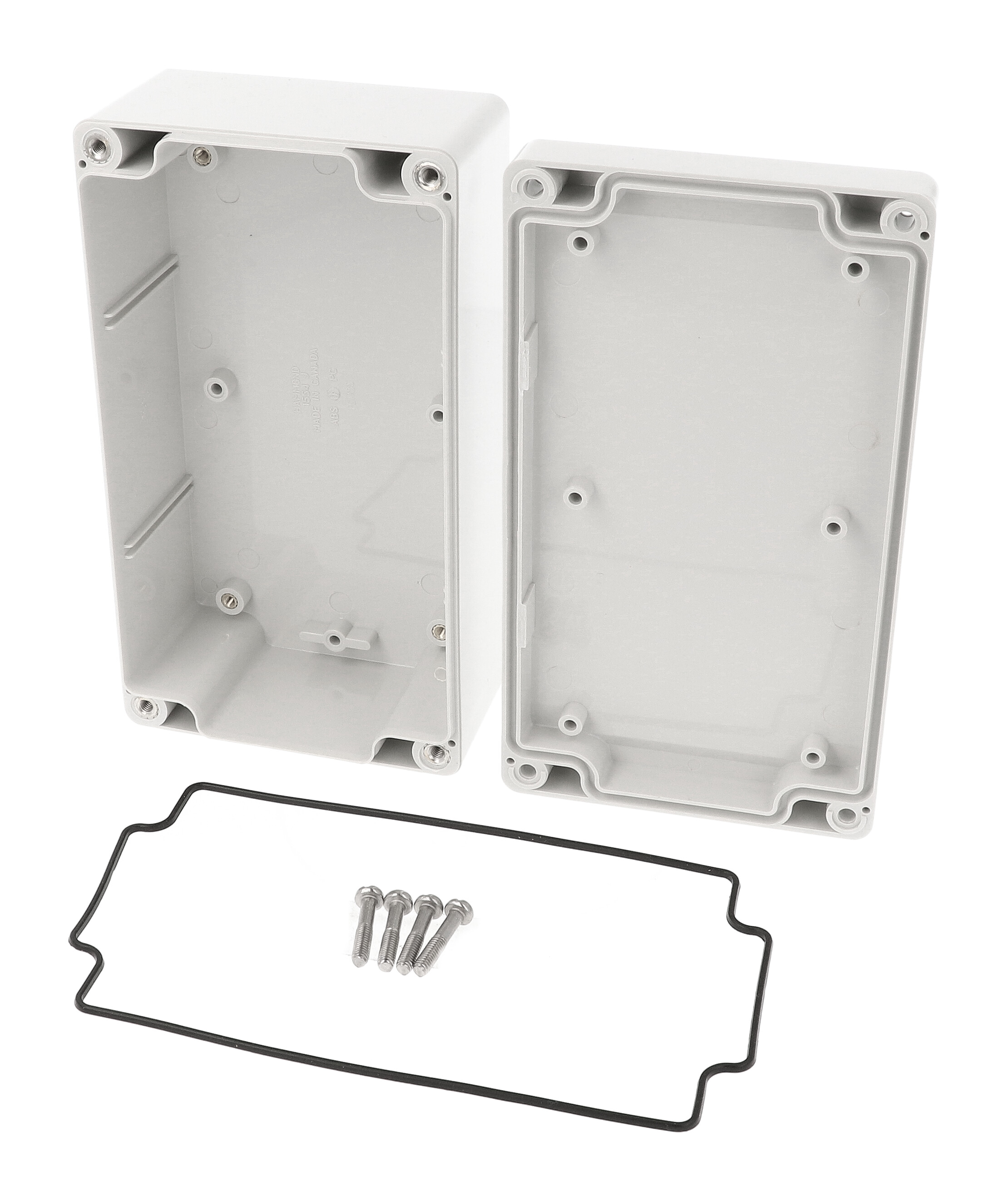 1555JGY light gray ABS watertight enclosure with styled lid, 160 x 90 x 61 mm