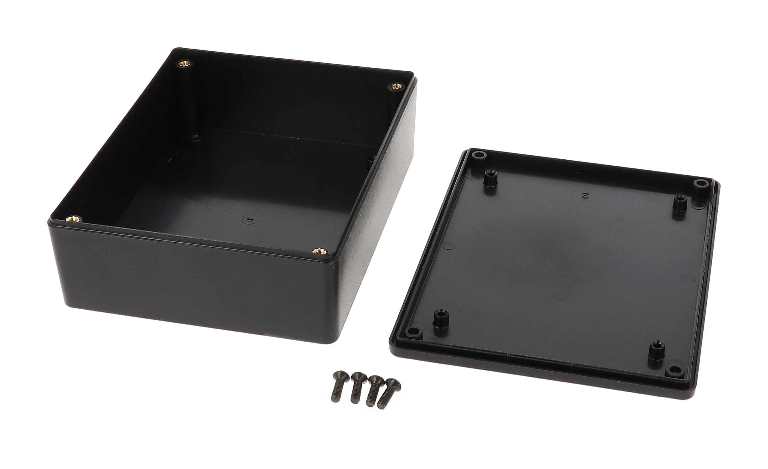 Hammond 1591XXGBK black ABS plastic enclosure, 1591XXG size, box and lid shown