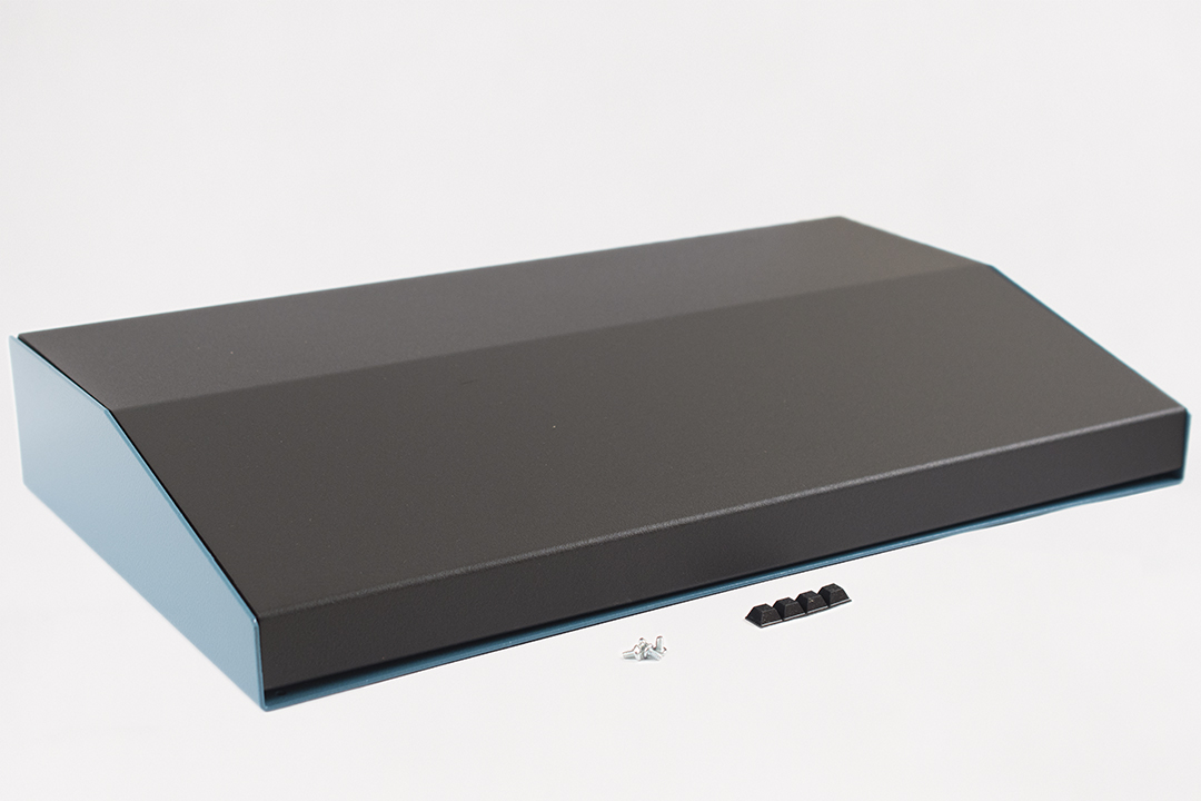 1456WL3BKBU — sloped metal console; 15 degree; black top; blue case