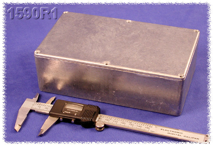 1590R1 natural aluminum diecast aluminum enclosure, 192 x 112 x 61 mm, with lid and six cover screws