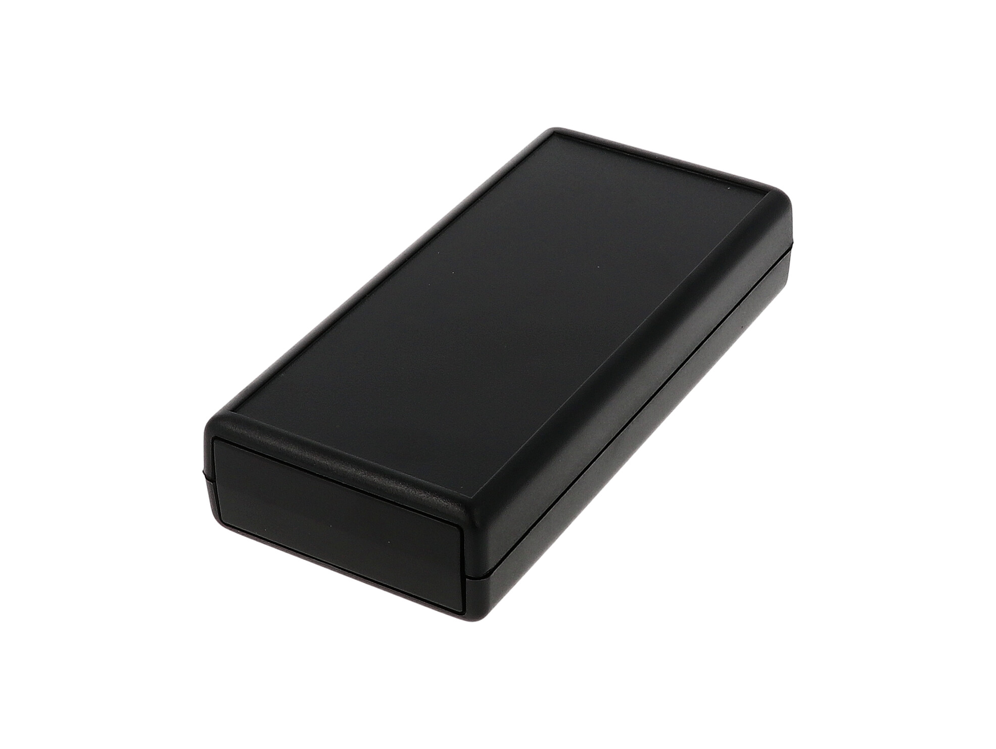 1593XBK black ABS double-ended hand held enclosure, 140 x 66 x 28 mm, with end panels