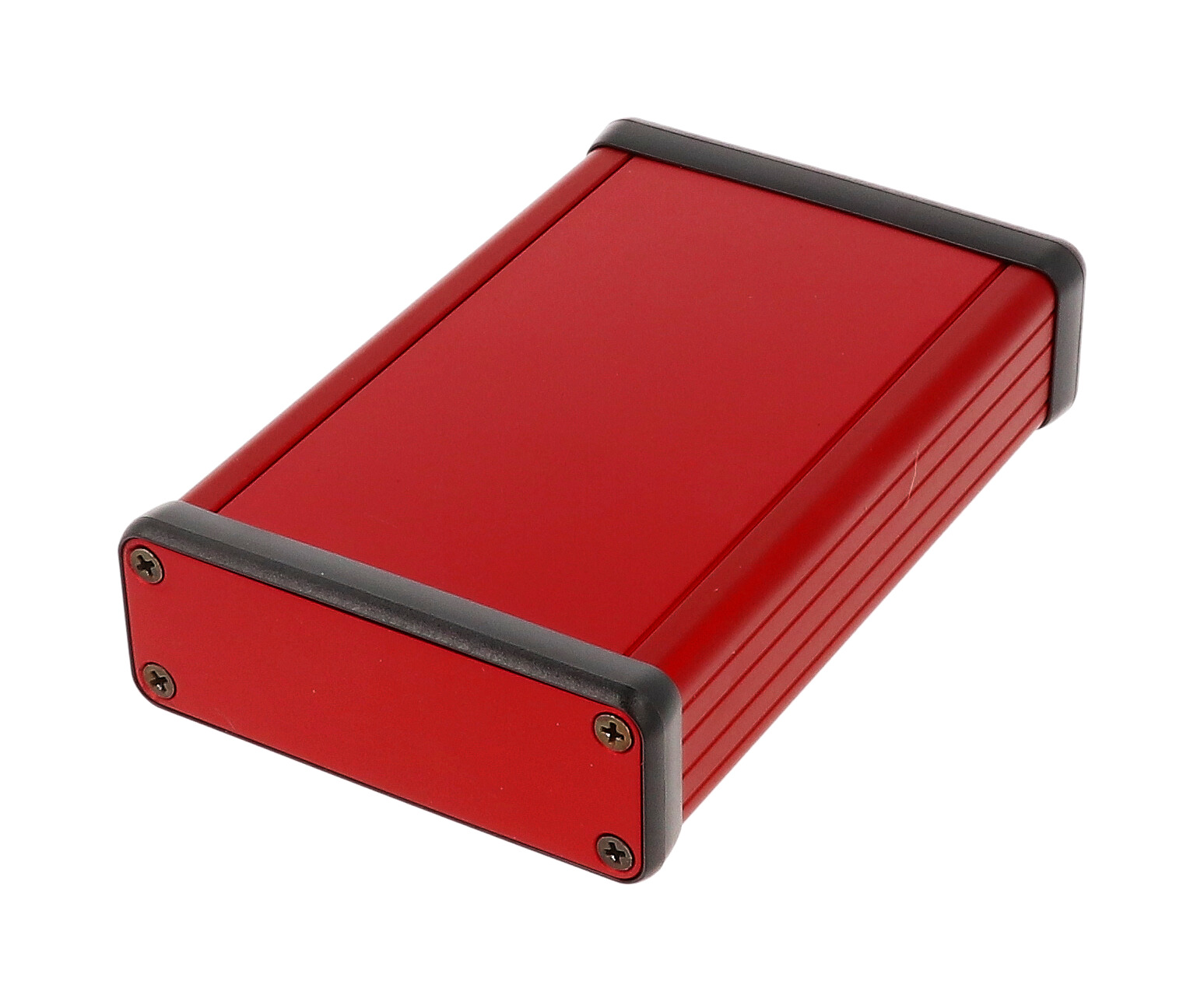 1455J1201RD — red extruded aluminum enclosure w/ metal end panels