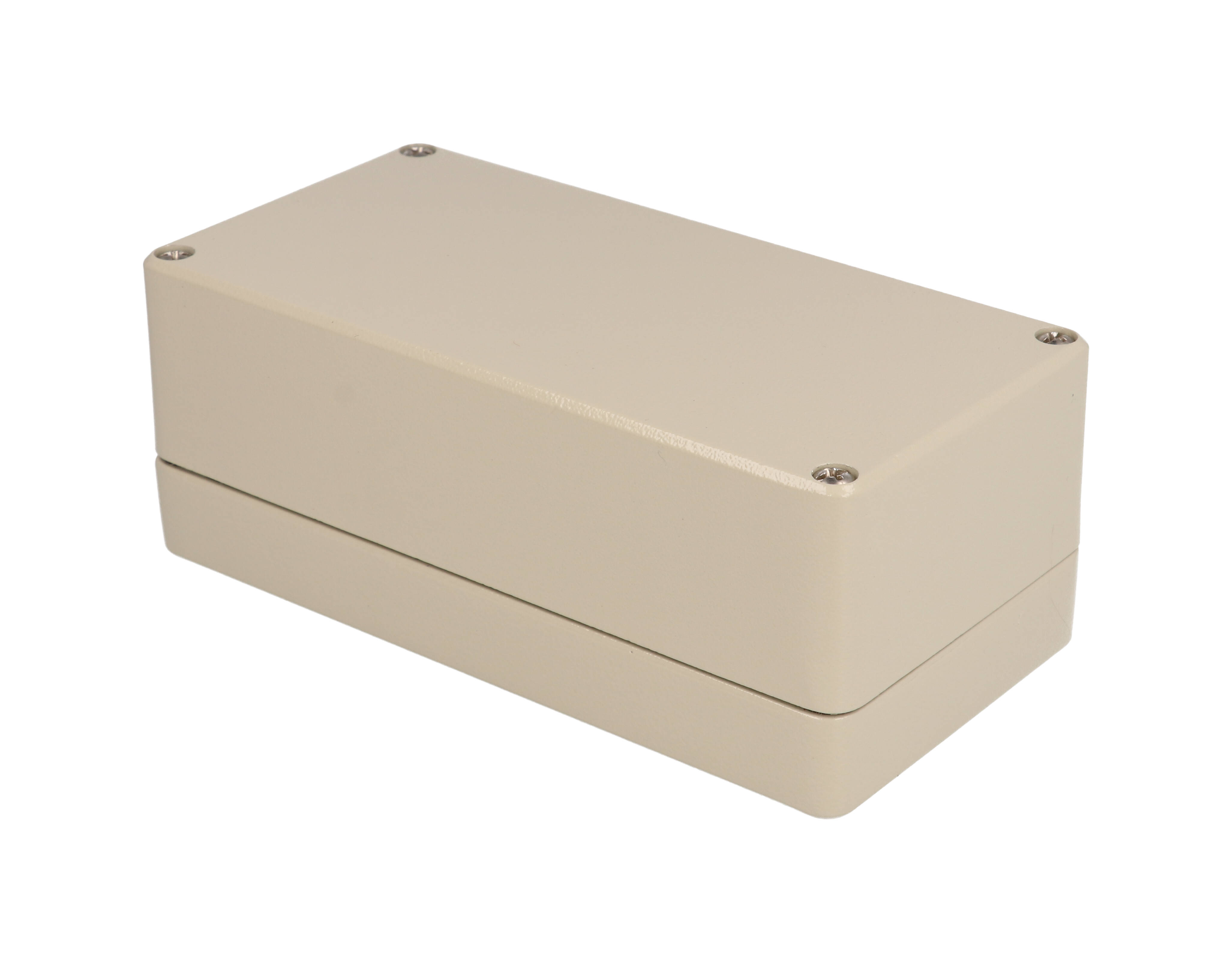 R101-084-000 beige die-cast aluminum enclosure, 80 x 160 x 60 mm, deep lid, shallow body style