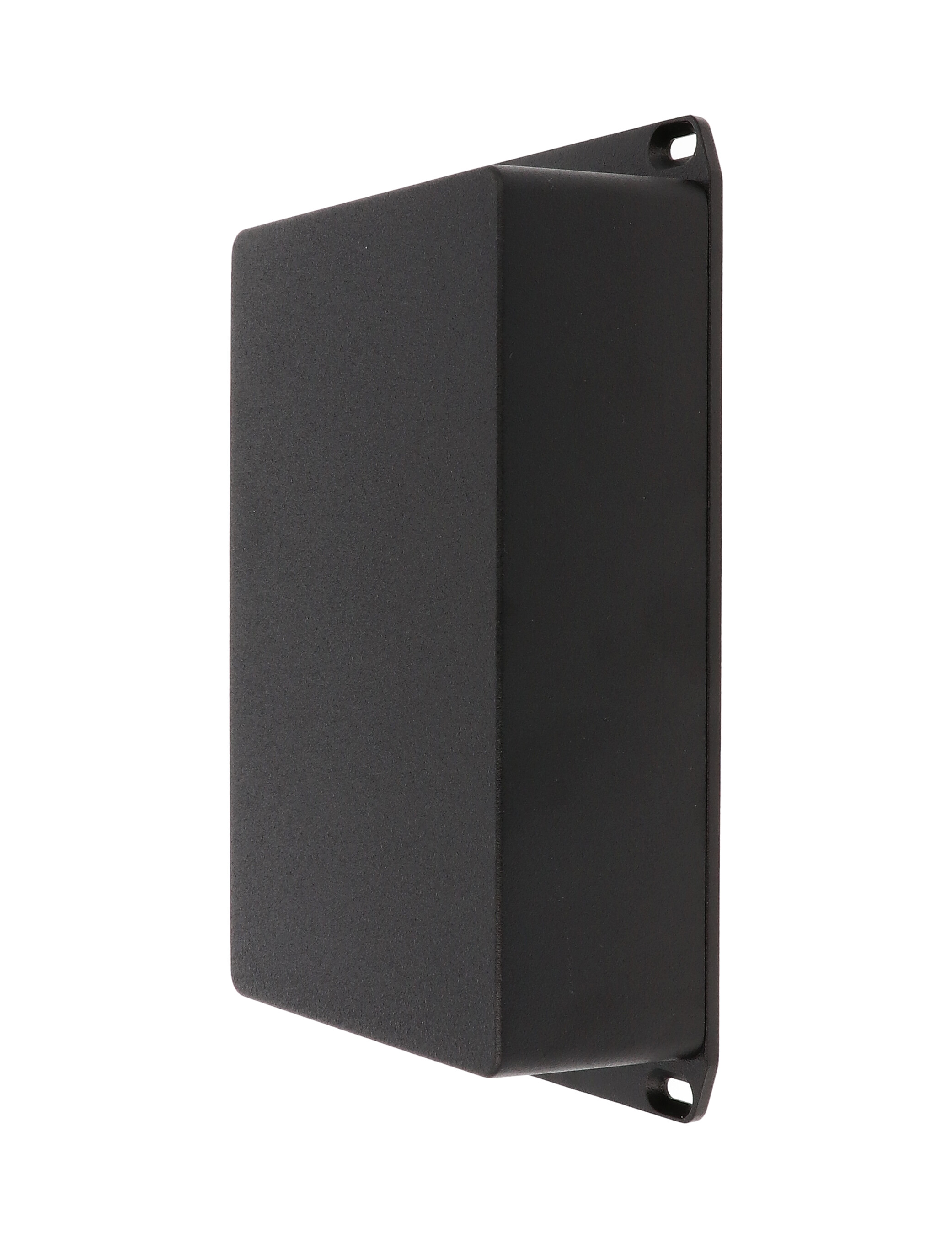 1590DFLBK textured black diecast aluminum enclosure with flanged wall-mounting lid