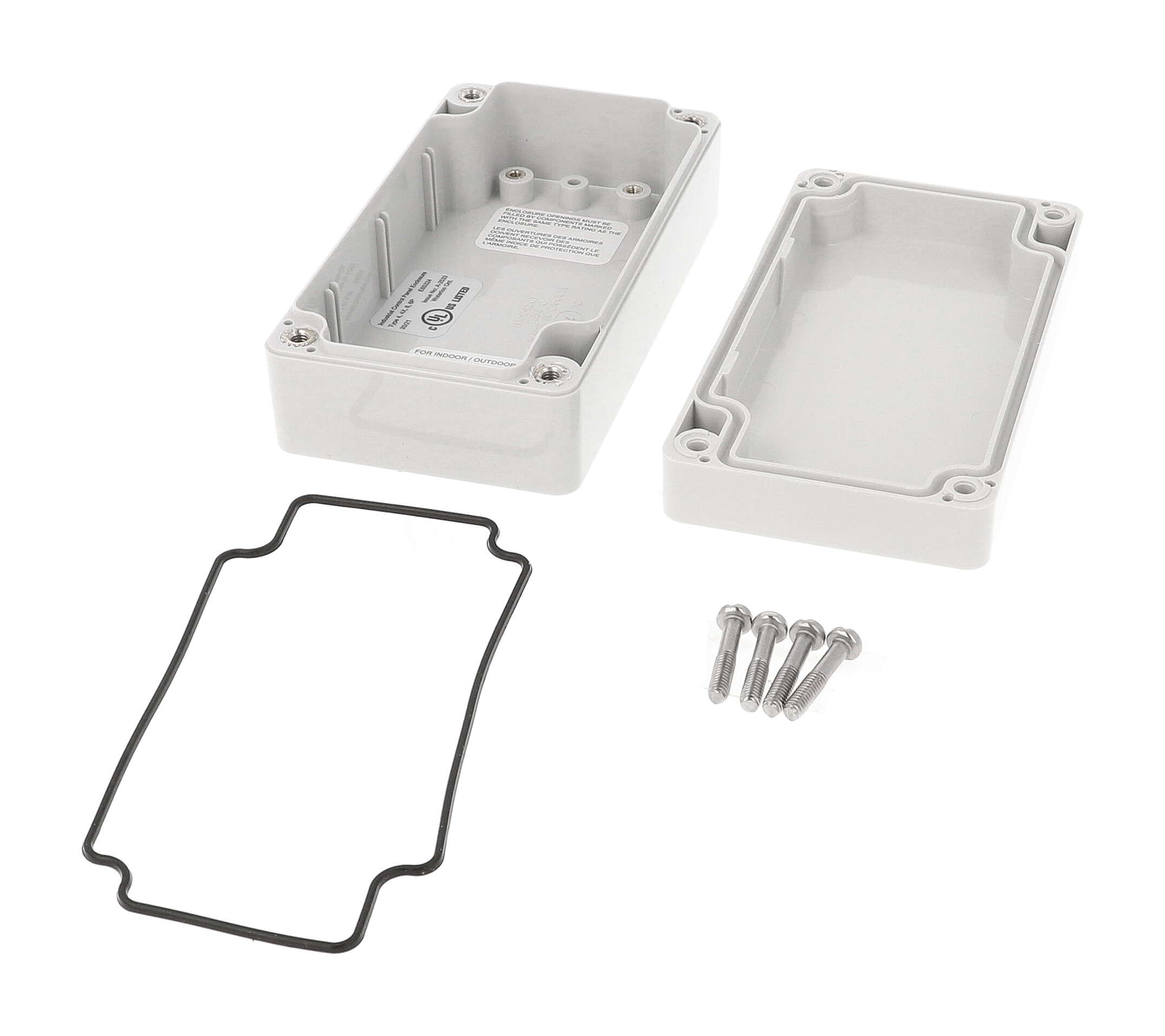 1554C2GY light gray polycarbonate NEMA 4X enclosure 120 x 65 x 41 mm with gray lid — view 3