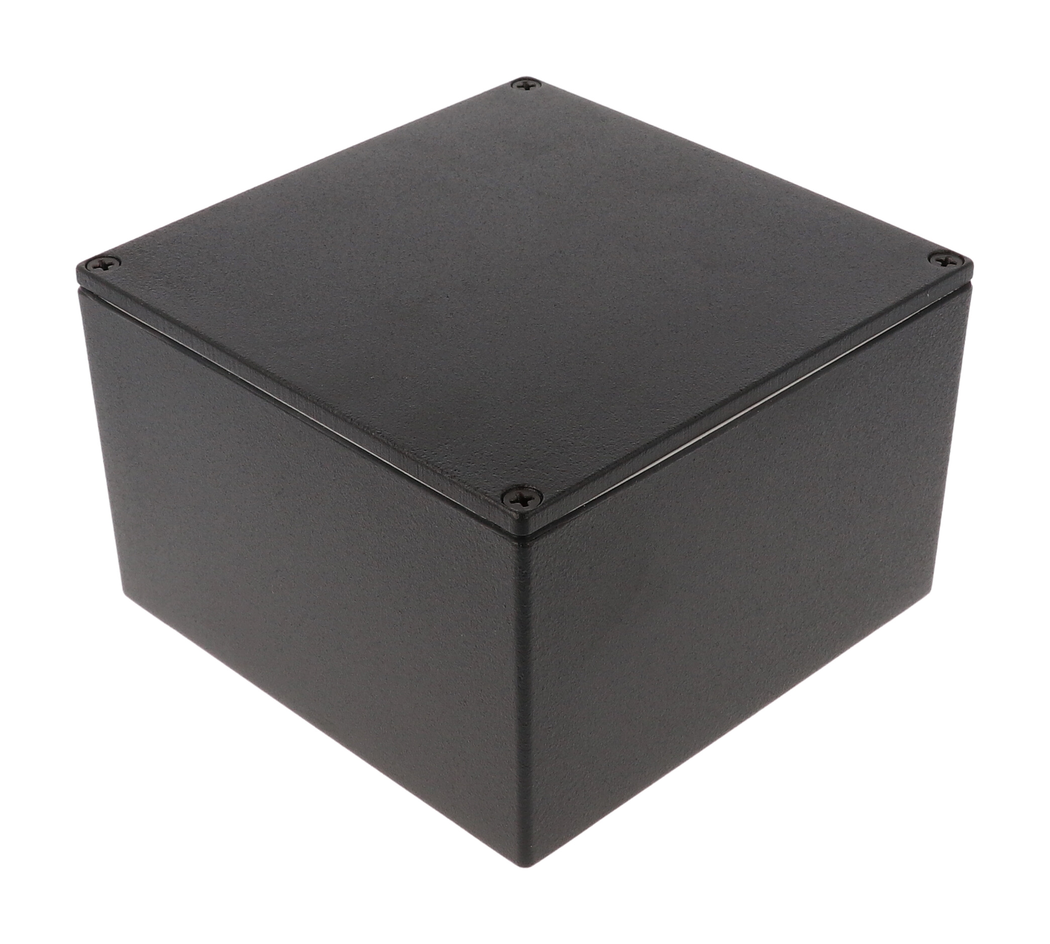 1590WKBK black textured IP65 watertight diecast enclosure, 125 x 125 x 79 mm