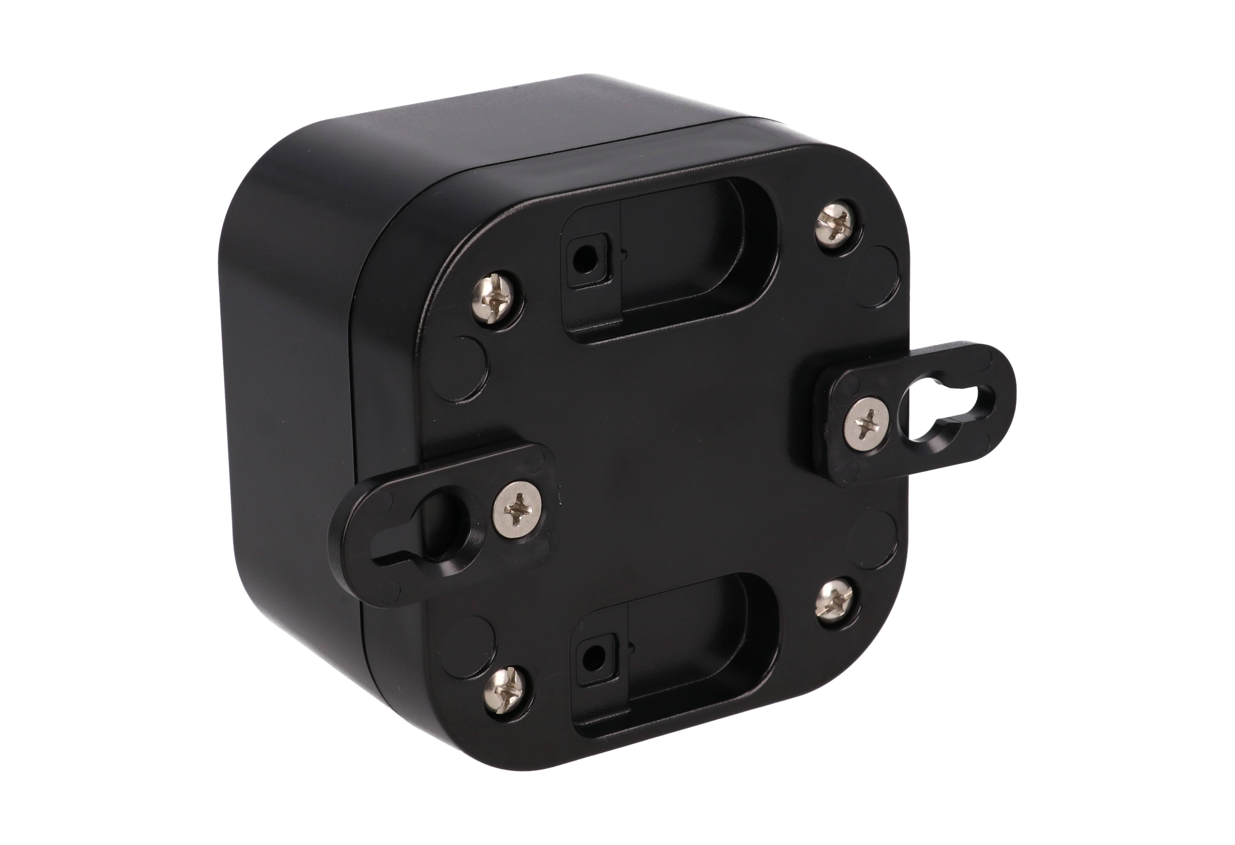 1557BA2BK black polycarbonate watertight enclosure, 80 x 80 x 60 mm, gasketed lid