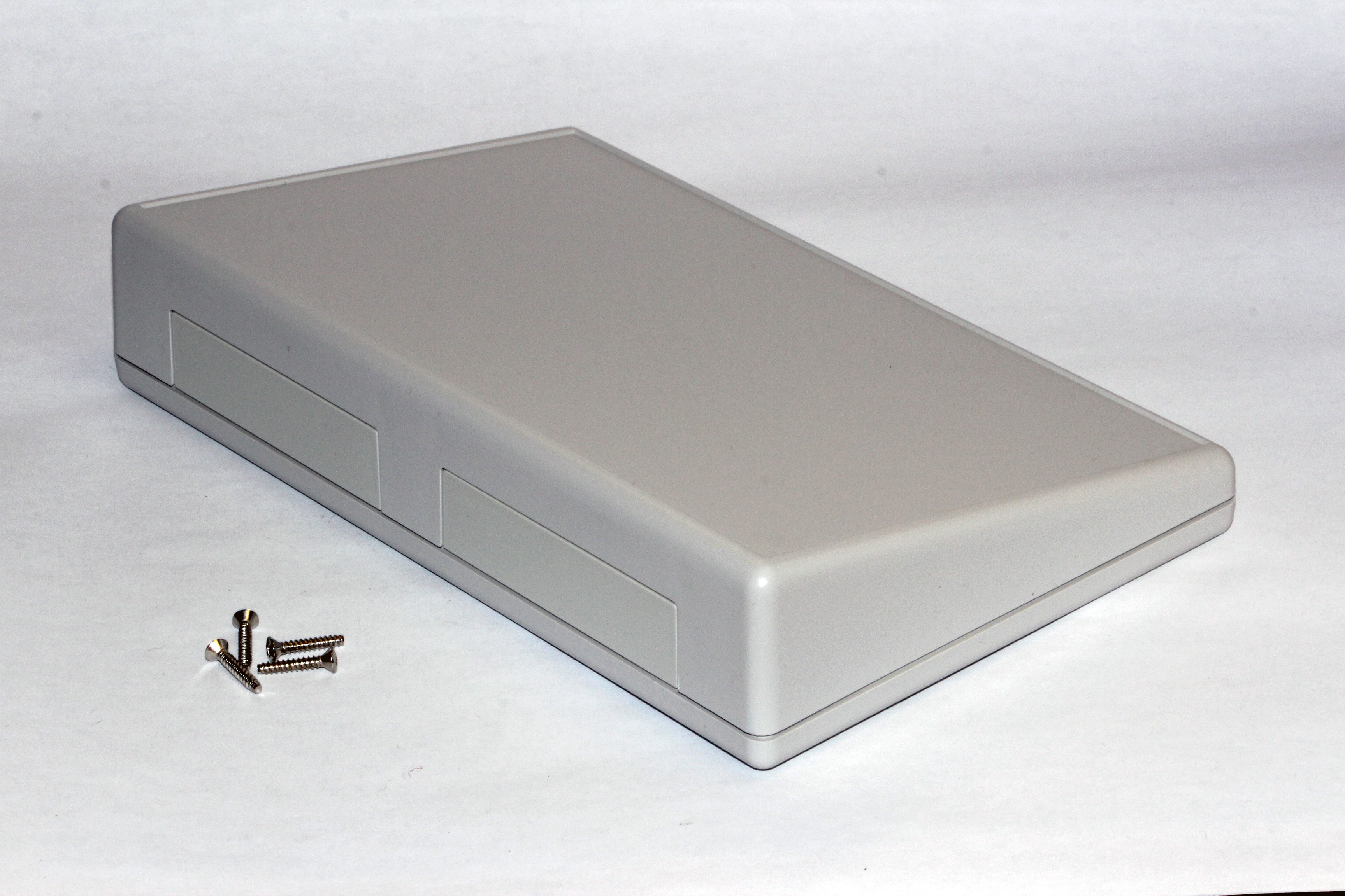 1599KSTSGY light gray short-slope ABS sloping console enclosure, 220 x 140 mm