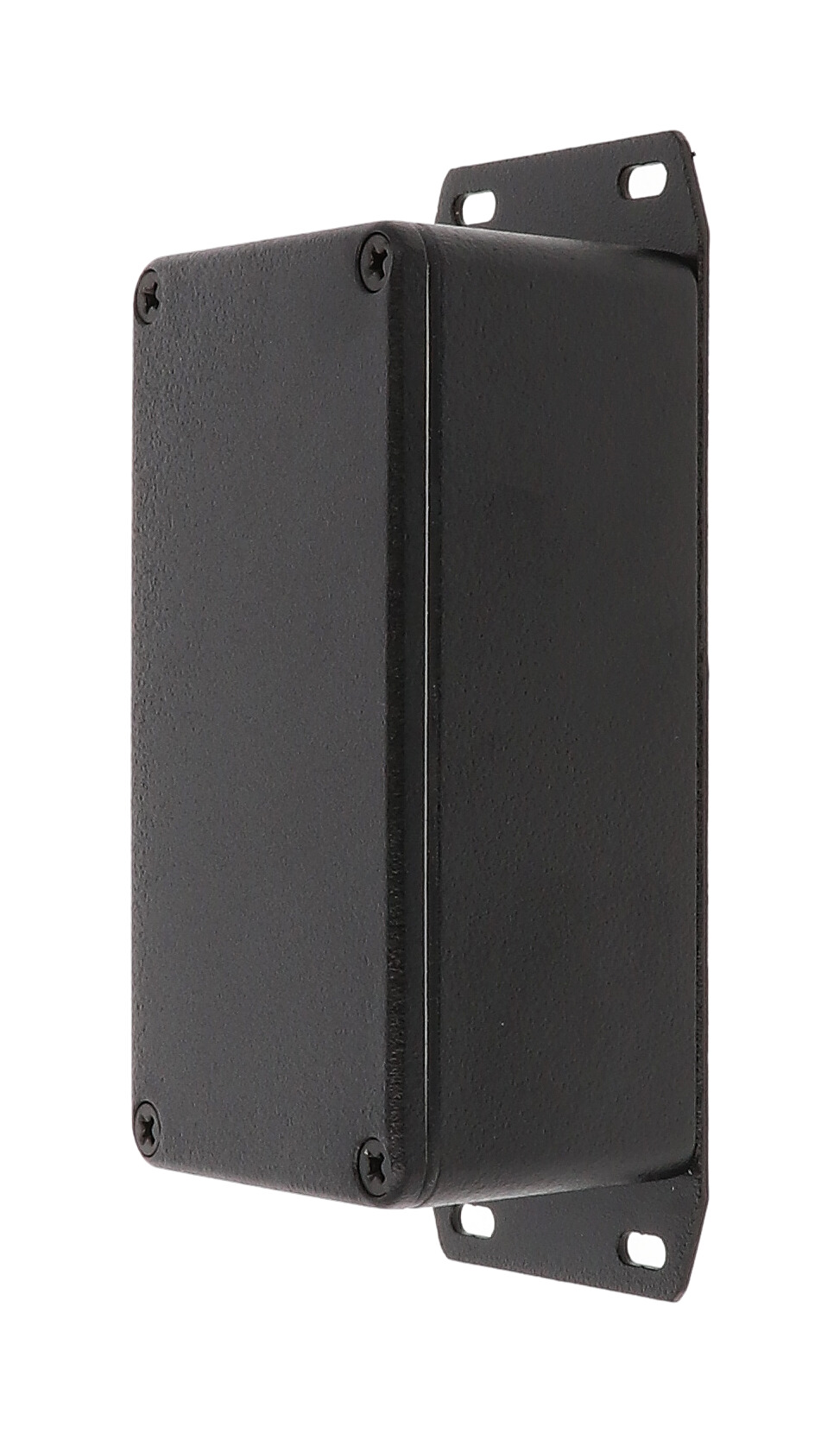 1590WBSFBK black textured watertight diecast aluminum enclosure with flanged bottom plate