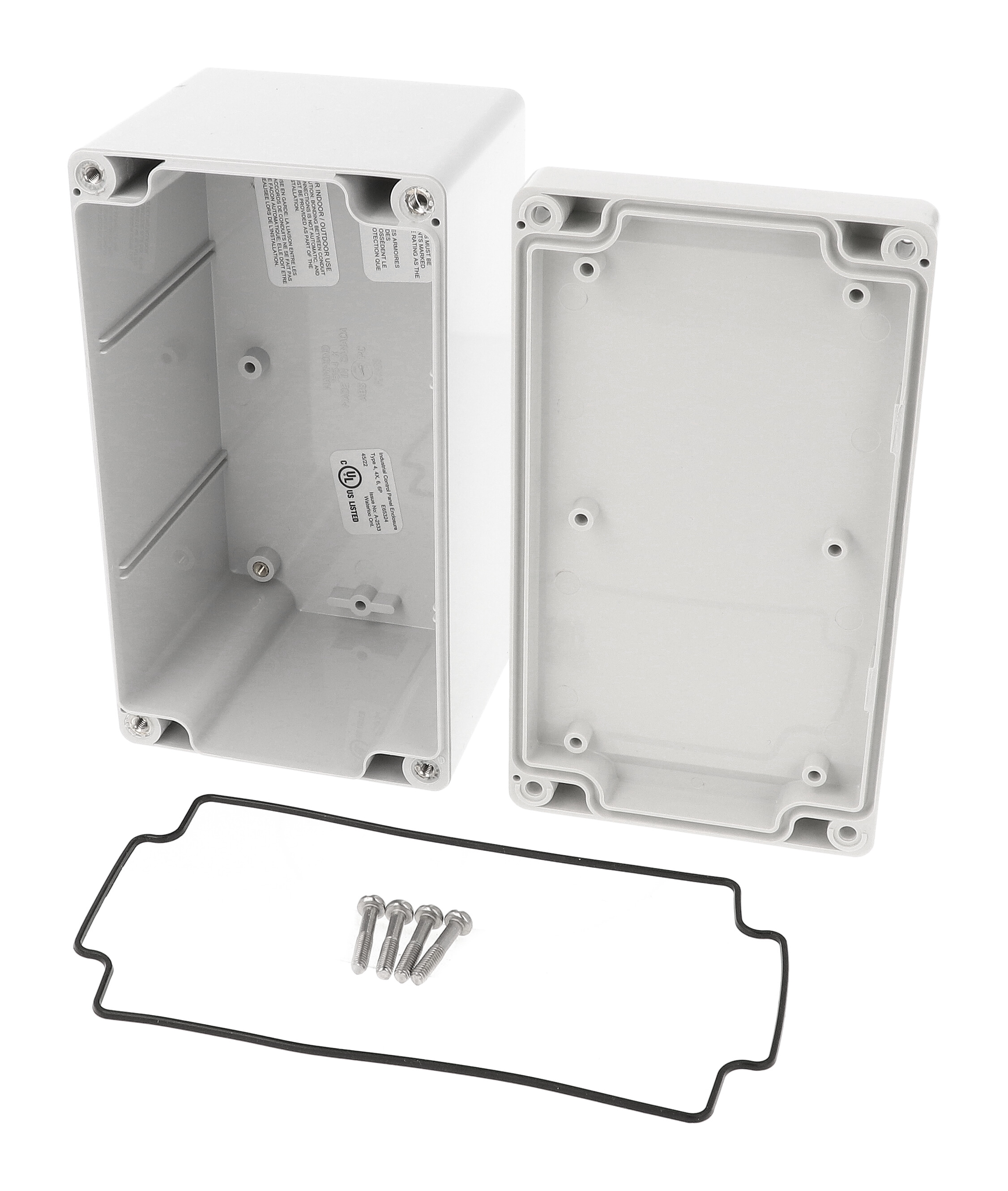 1555K2GY deep light gray polycarbonate watertight enclosure with styled lid, 160 x 90 x 91 mm