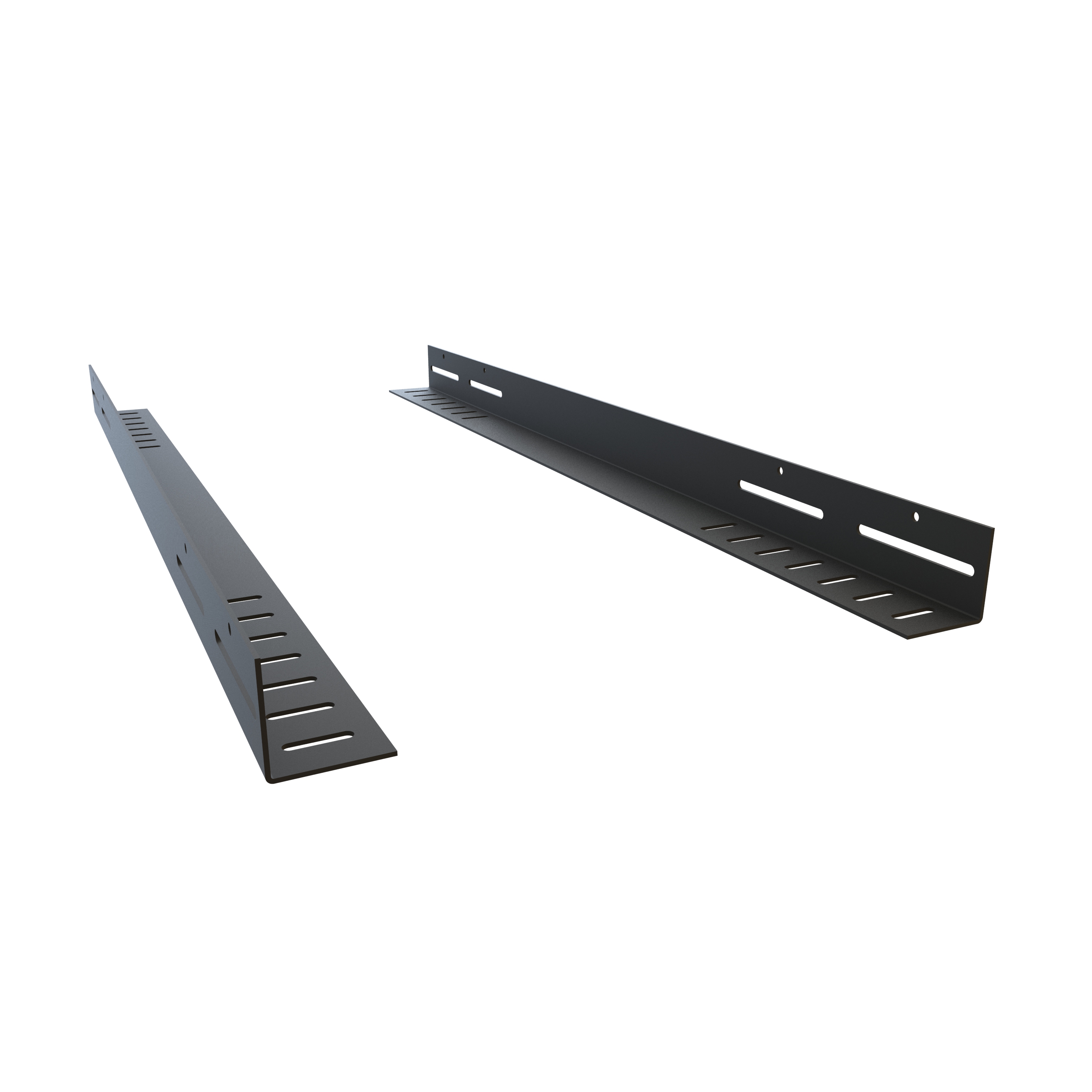Hammond RASA12BK3 pair of black steel 10-inch equipment support angles with slotted mounting holes for 19-inch racks — view 4