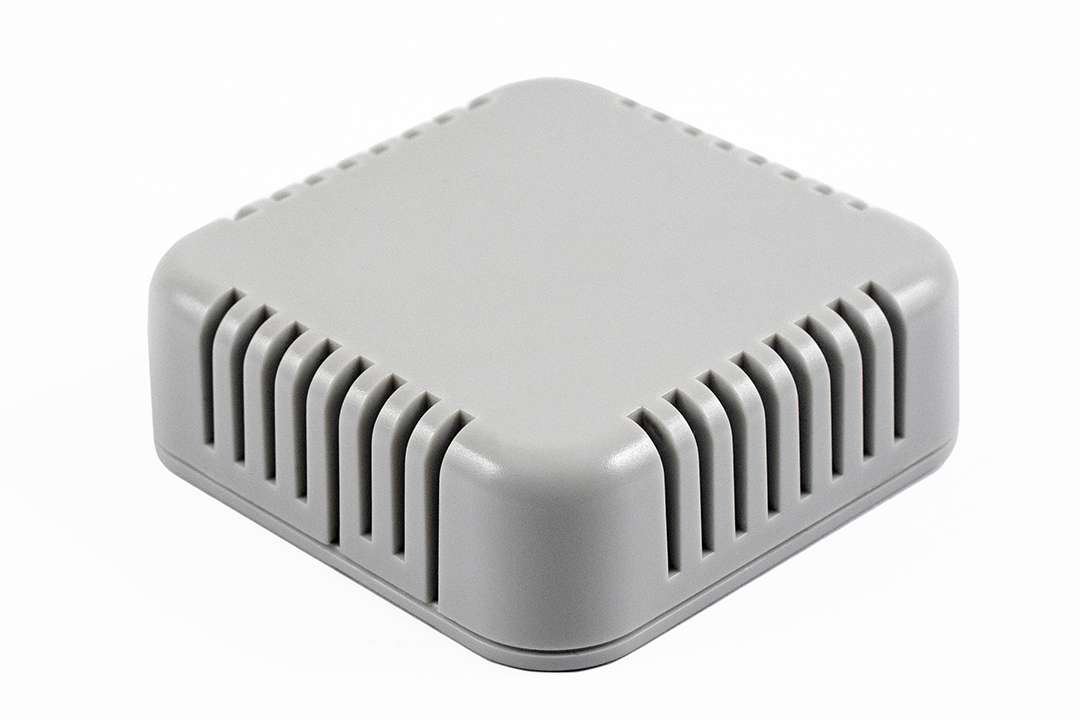 1551V3GY gray vented square ABS snap-fit sensor enclosure with wall-mount base