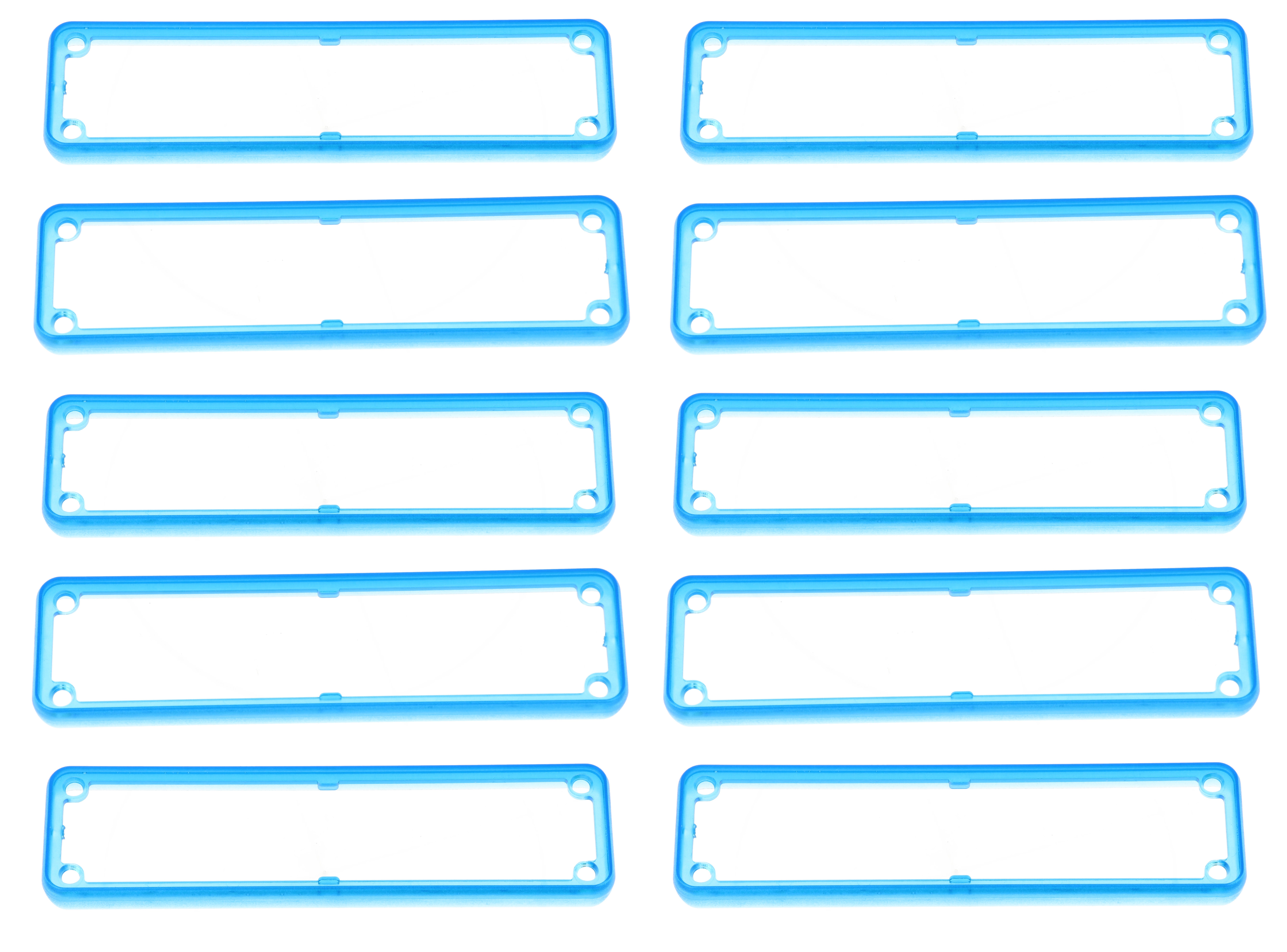 1455PBTBU-10 — translucent blue plastic open bezels for 1455P enclosures- 10/pack
