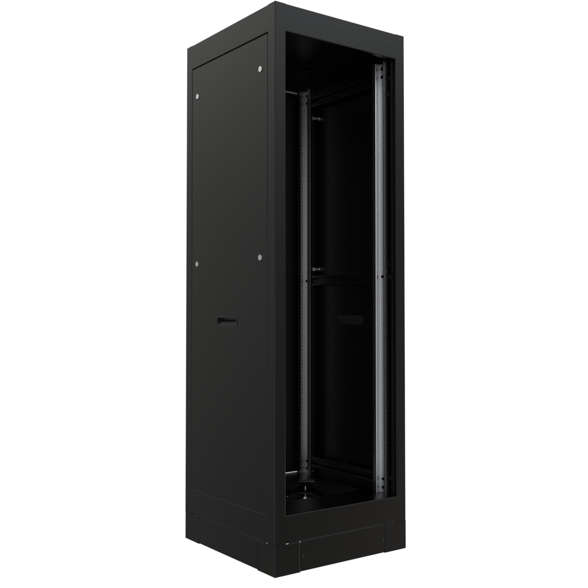 Hammond CPL19436BK1 black powder-coated 4 in high steel cabinet plinth for 36 in deep C2 and C4 rack cabinets, with removable side and front panels