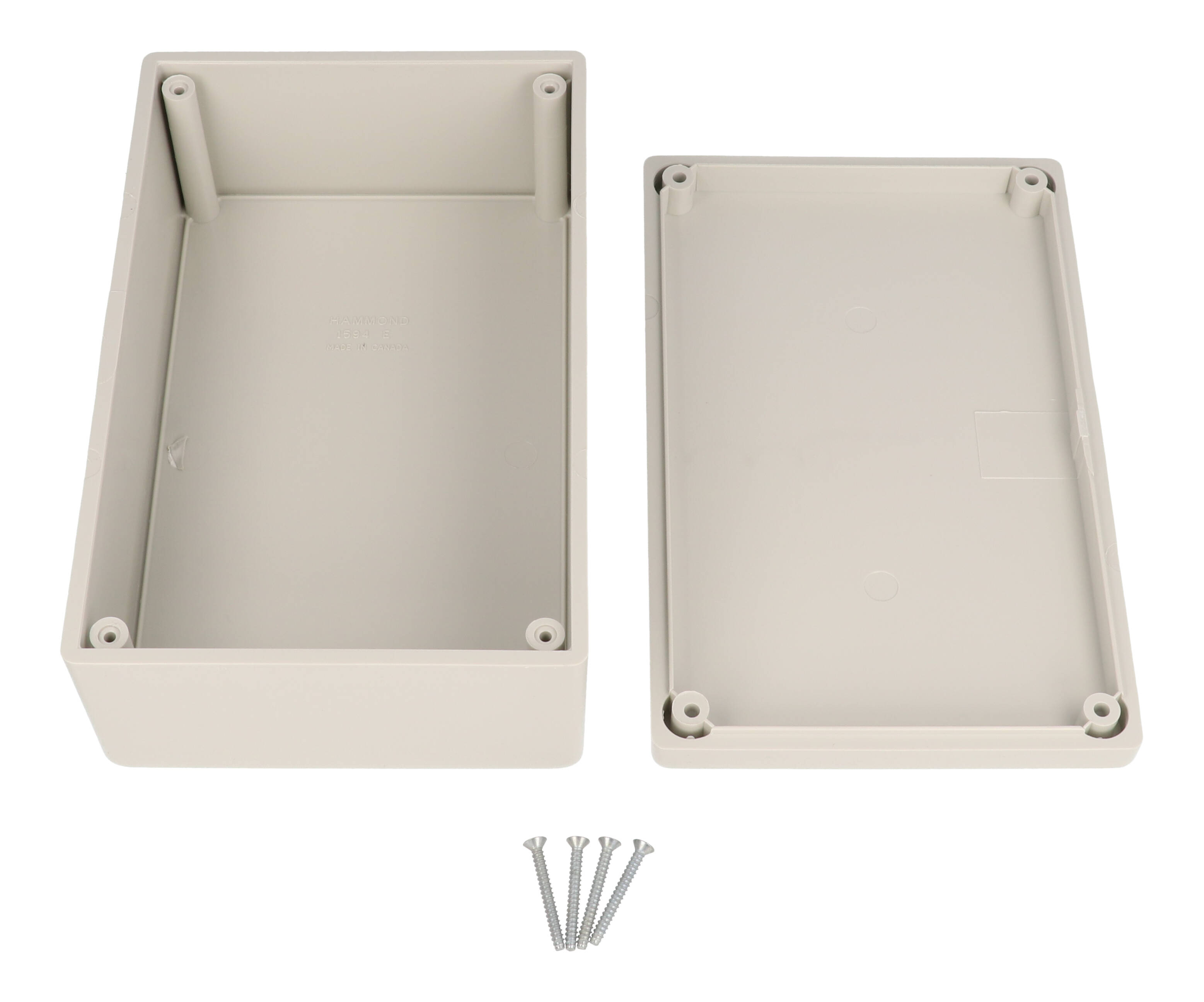 1594ESGY light gray economy heavy duty ABS plastic box with lid, 167 x 107 x 65 mm