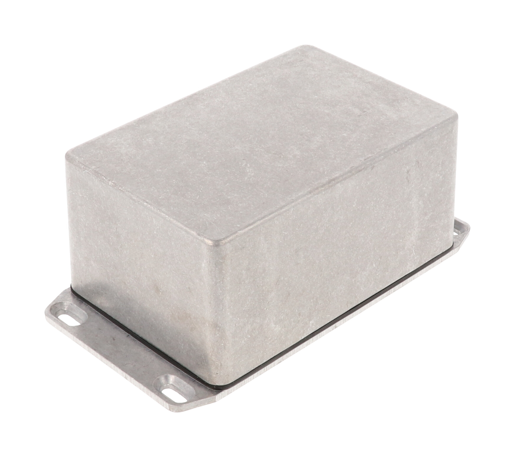 1590WTFL natural aluminum IP65 water-tight diecast aluminum enclosure with a wall-mounting flanged lid, 120x80x59mm