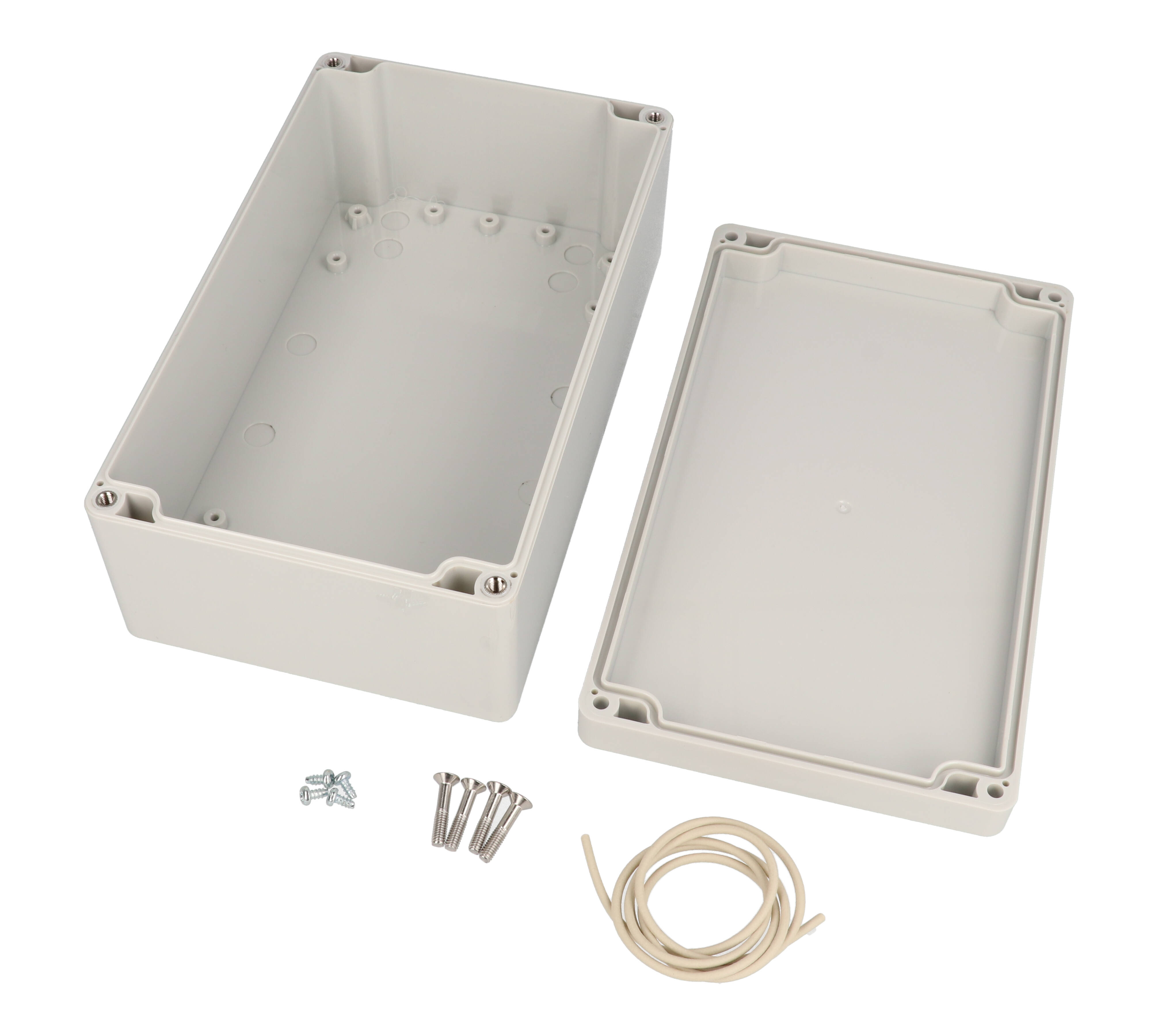 RZ0269 light gray polycarbonate water-tight enclosure, 200 x 120 x 75 mm