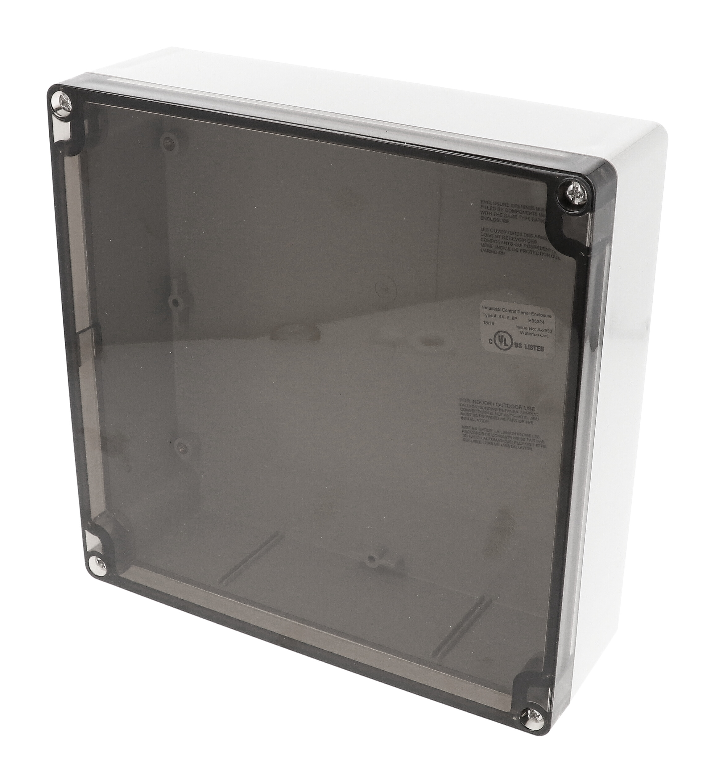 1554W2GYSL — RAL7035 grey polycarb plastic watertight enclosure, smoked lid