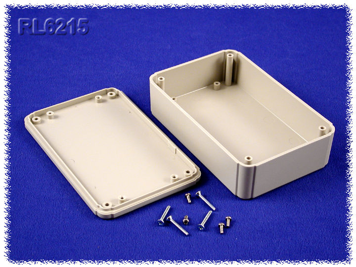 RL6215 light gray ABS plastic project enclosure, 125 x 80 x 35 mm, with shallow lid, no mounting flanges