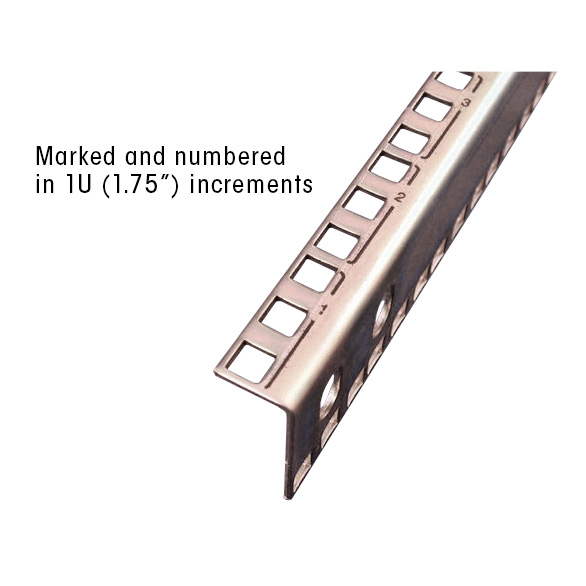 Hammond CPR35SZPL pair of 20U square hole punched zinc plated steel mounting rails with numbered U markings