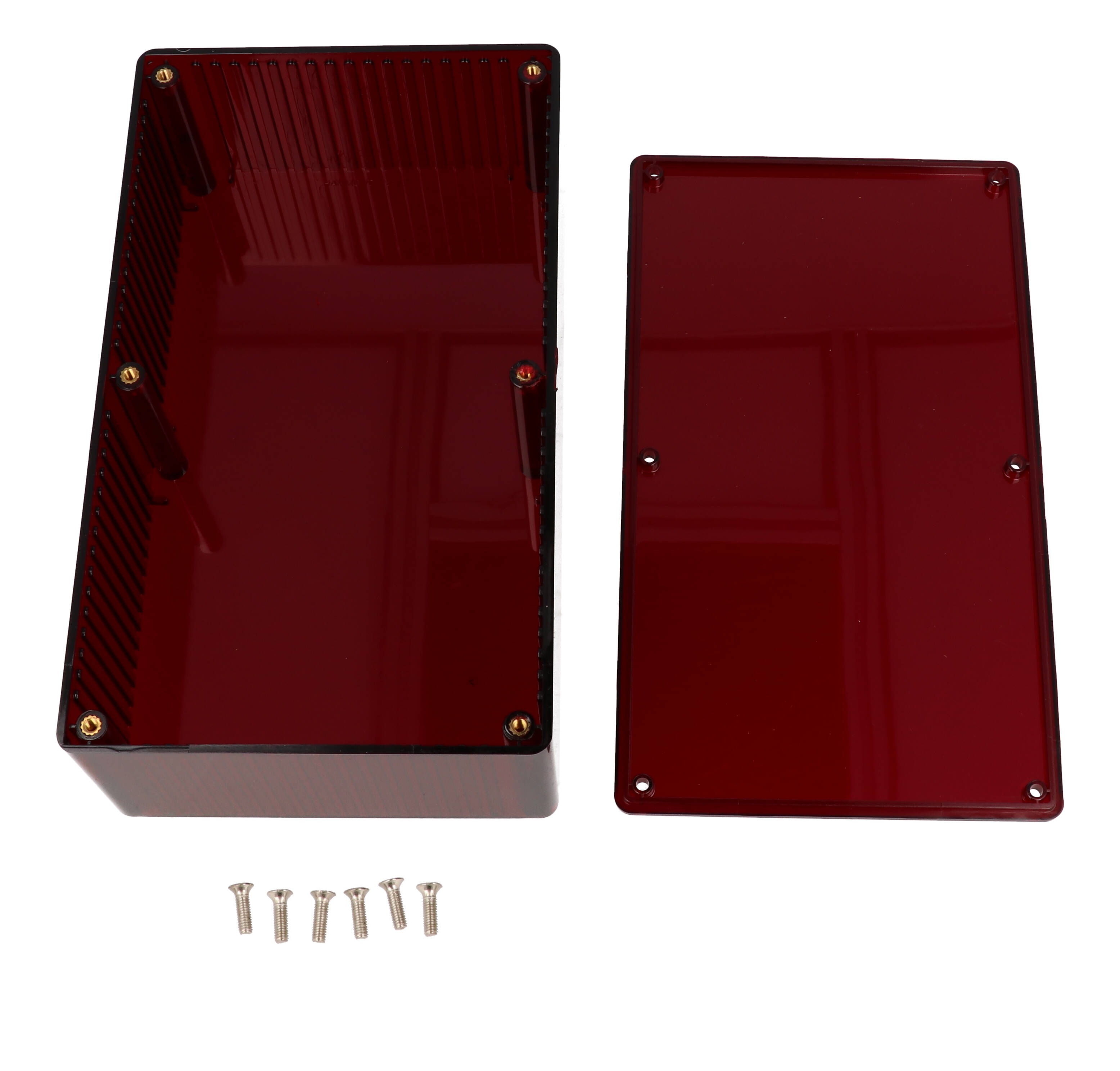 1591ETRD IR red translucent polycarbonate enclosure with lid, 190 x 111 x 61 mm