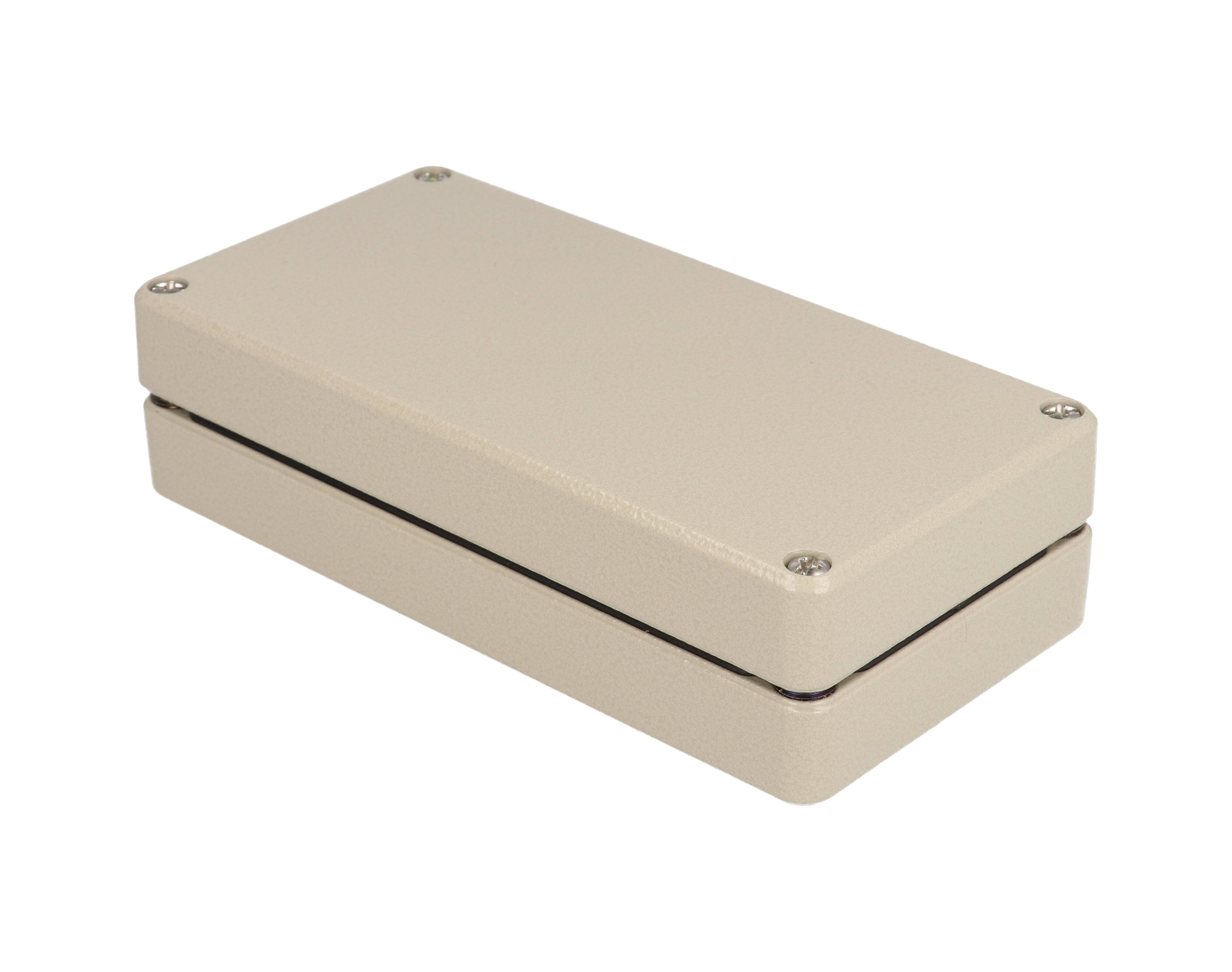 R102-084-000 beige die-cast aluminum enclosure, 80 x 160 x 40 mm, matching lid & body style