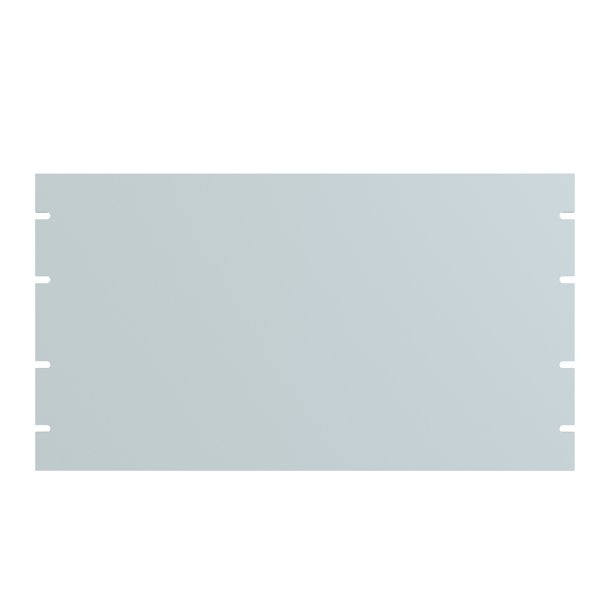 Hammond PBPA19010LG2 6U flat aluminum rack blanking panel in RAL7035 light gray with eight mounting slots for 19 in racks