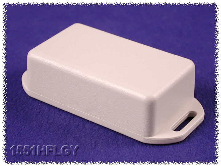 Hammond 1551HFLGY light gray ABS plastic enclosure with flanged lid, 60 x 35 x 20 mm