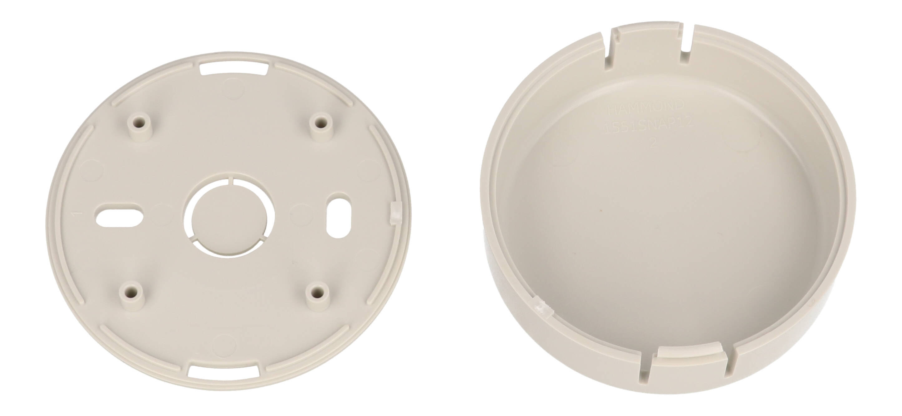 1551SNAP12GY light gray round ABS snap-fit miniature enclosure, 60 mm diameter x 20 mm