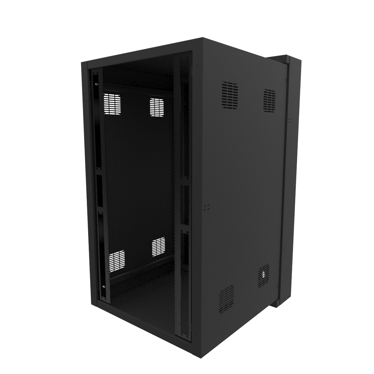 Hammond HWC2418U35BK 18U swing-out wall-mount rack cabinet in RAL9005 black, 24 in wide and 35 in deep, shown without door — view 18