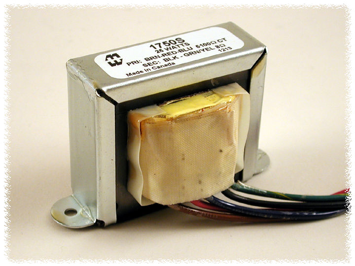 1750s — Output Transformer, Guitar Amp, 5,100 C.t. Ohm Pri., 8 Ohm Sec., 25w