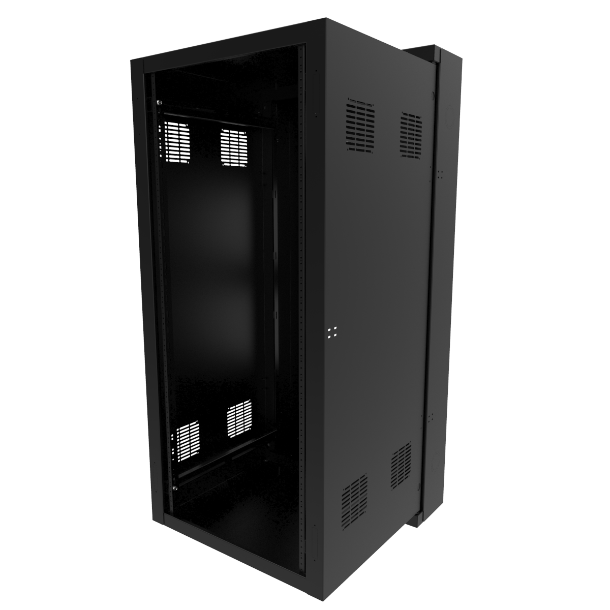 Hammond HWC2418U35BK 18U swing-out wall-mount rack cabinet in RAL9005 black, 24 in wide and 35 in deep, shown without door — view 13
