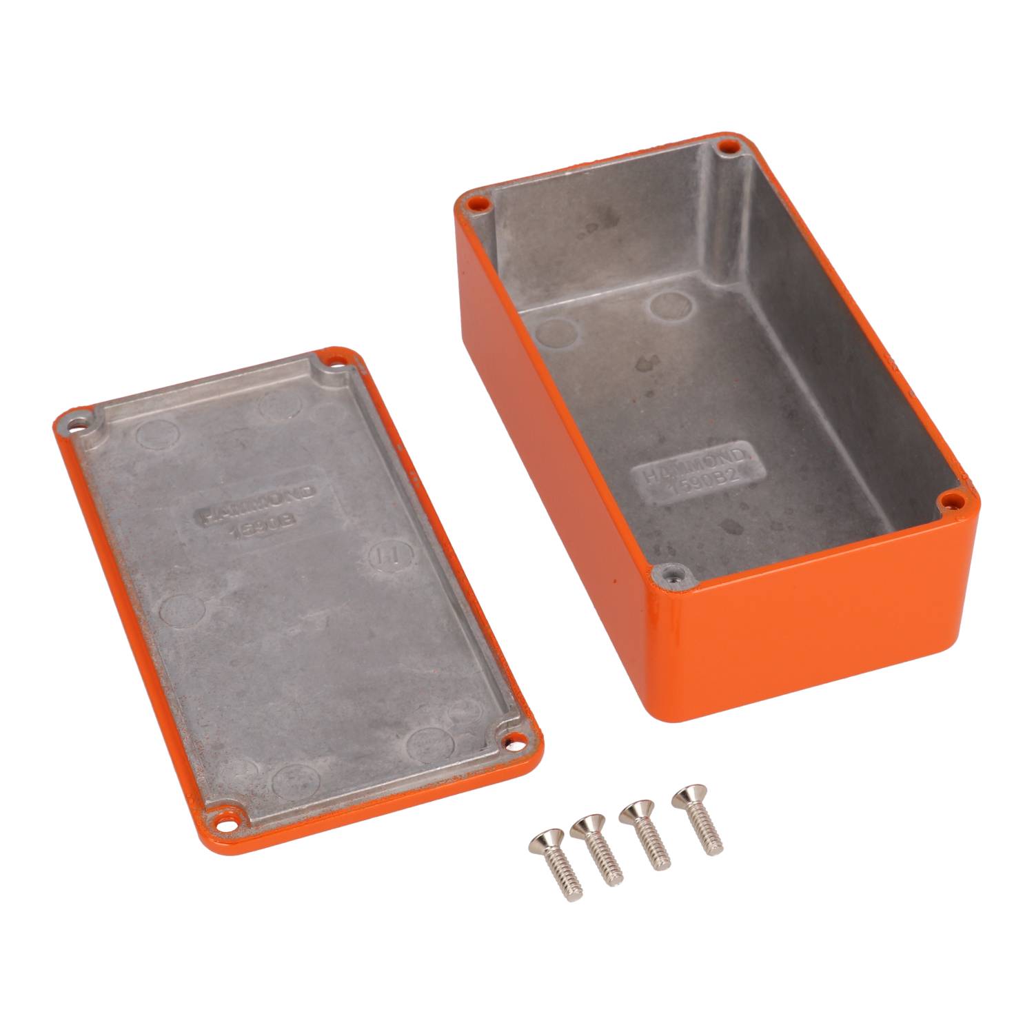 1590B2OR orange powder coated 1590B2 diecast aluminum stomp box enclosure