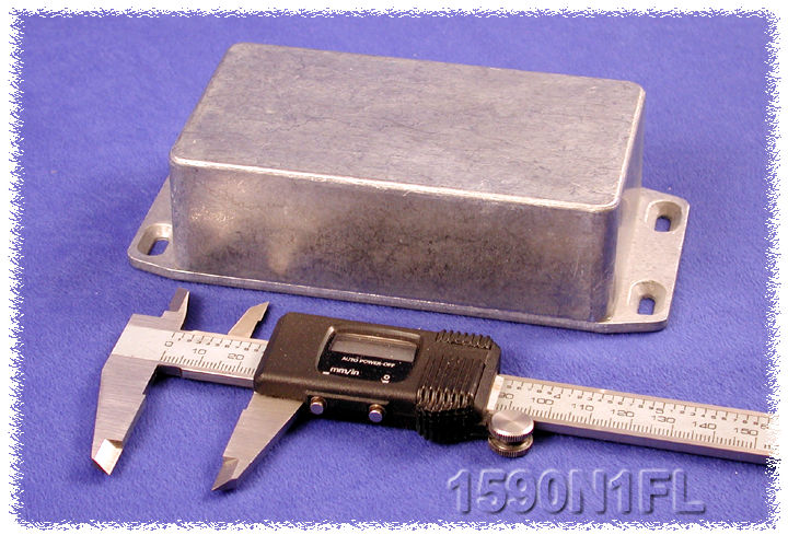 1590N1FL natural diecast aluminum 121 x 66 x 40 mm enclosure with wall-mounting flanged lid