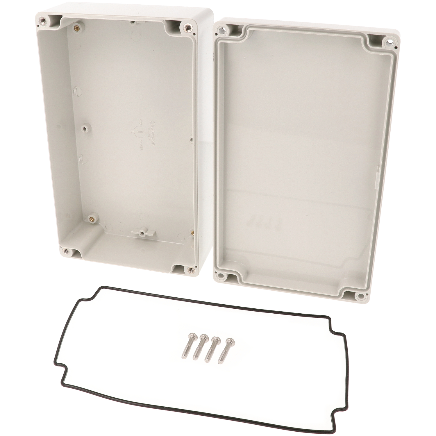 1554UAGY light gray ABS watertight enclosure with gray lid, 200 x 120 x 60 mm