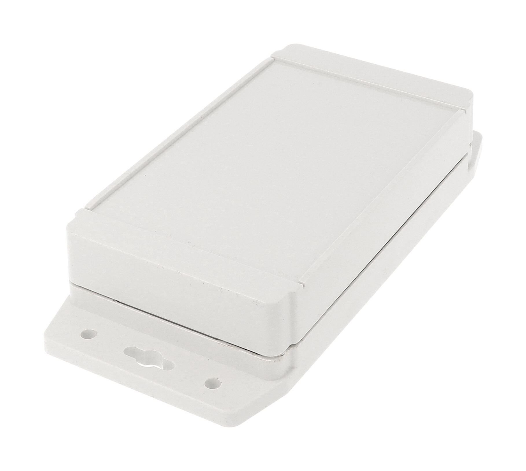 1555J2F17GY light grey polycarbonate watertight enclosure with flanged base for wall mounting