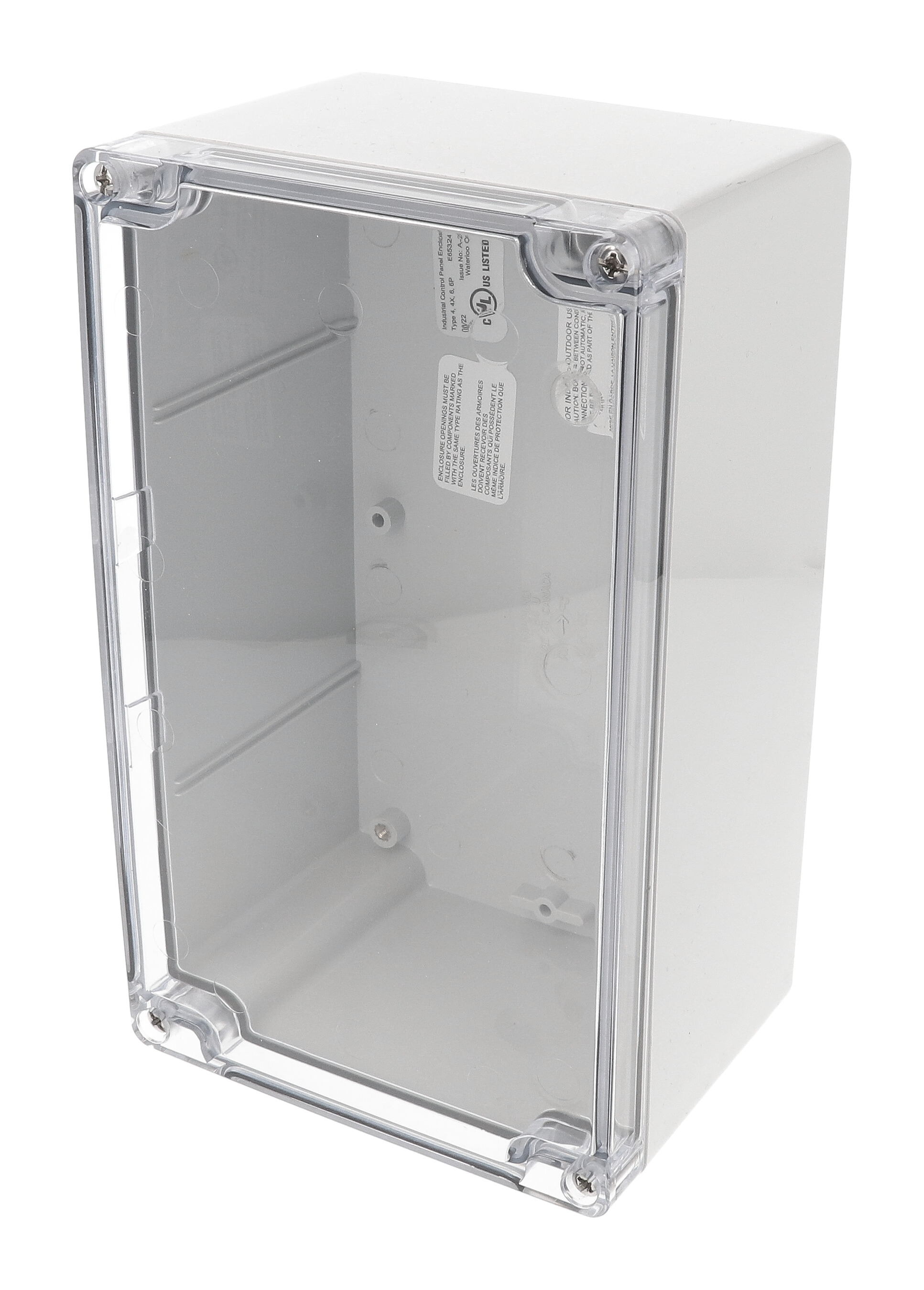 1554U2GYCL — RAL7035 grey polycarb plastic watertight enclosure, clear lid