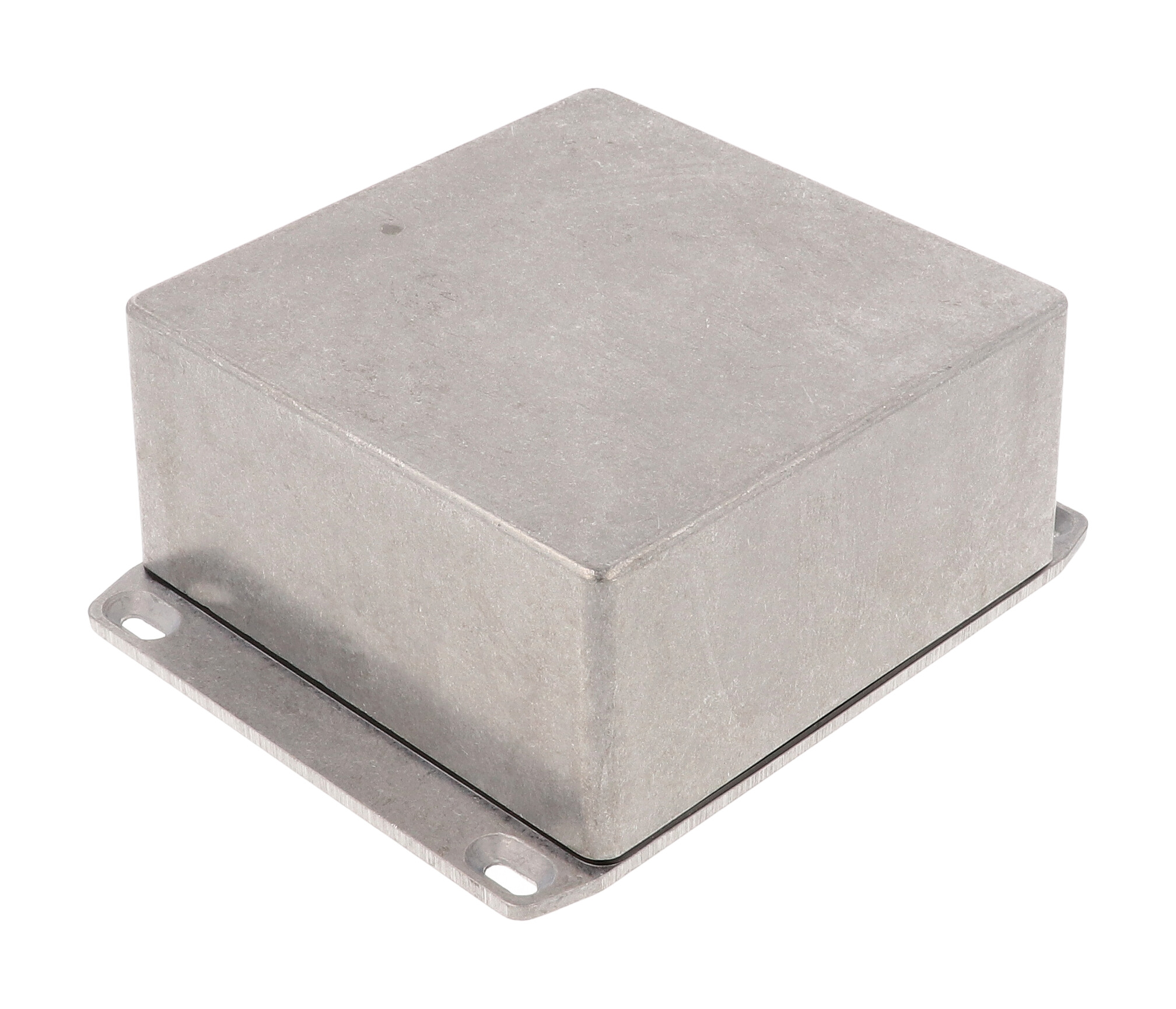 1590WUFL natural aluminum watertight diecast aluminum enclosure with flanged mounting lid, 120 mm x 120 mm x 59 mm