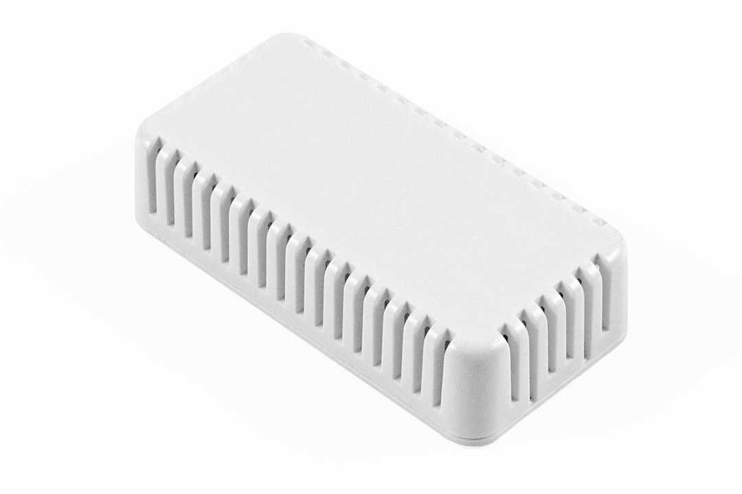 1551V2WH white vented rectangular ABS snap-fit miniature enclosure, 80 x 40 mm x 20 mm
